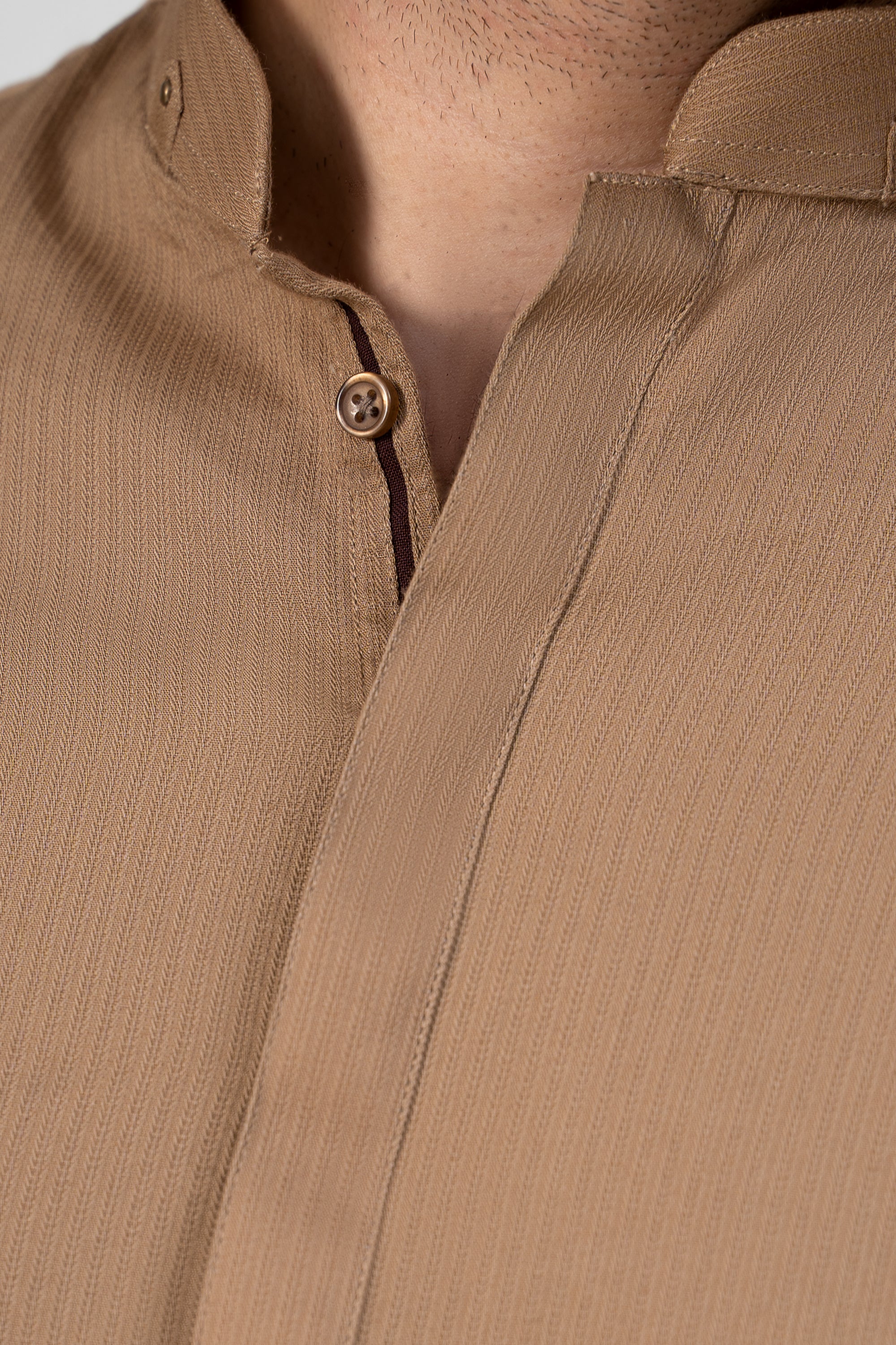 SELF DOBBY KURTA PAJAMA KHAKI