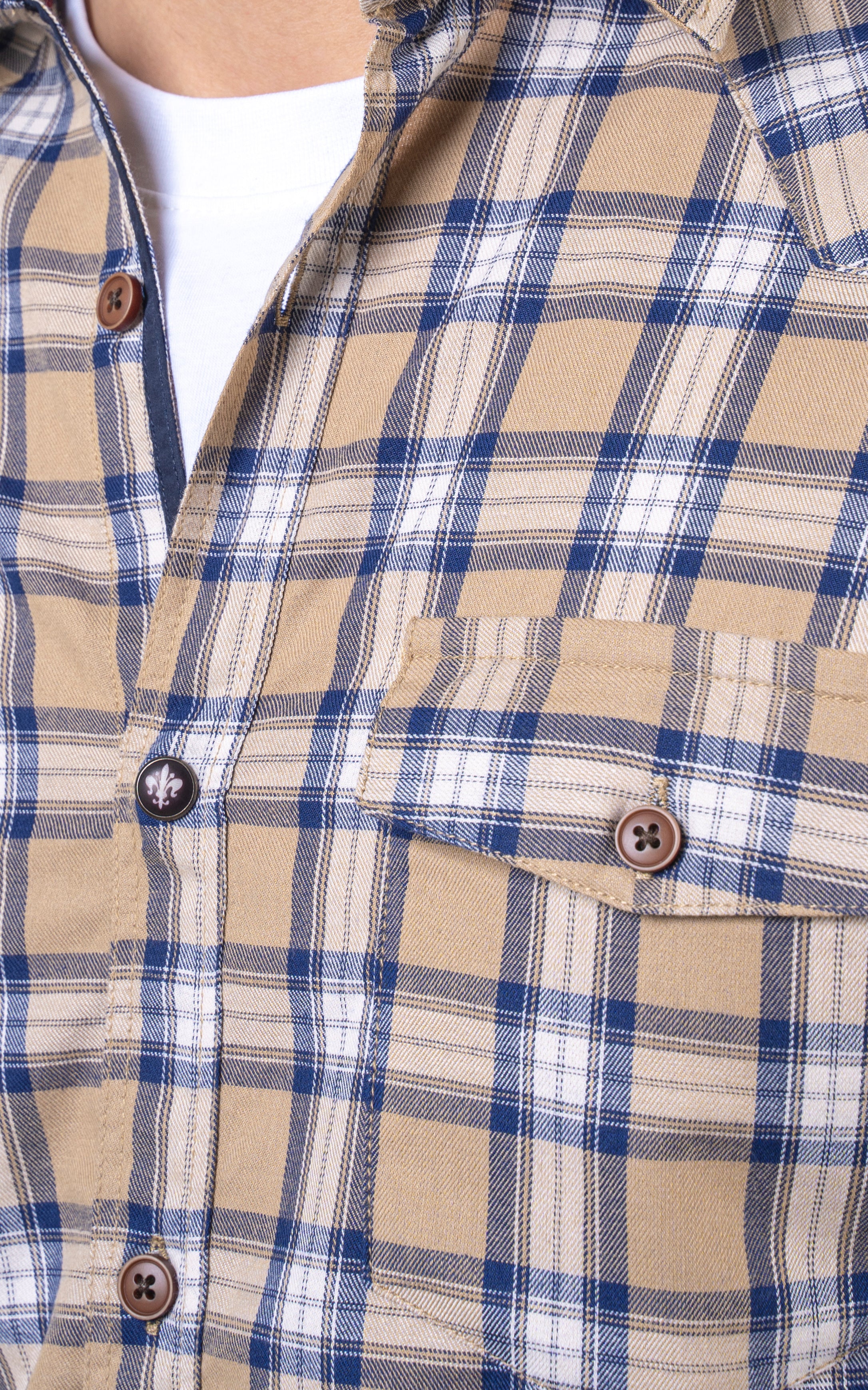 CASUAL SHIRT KHAKI CHECK