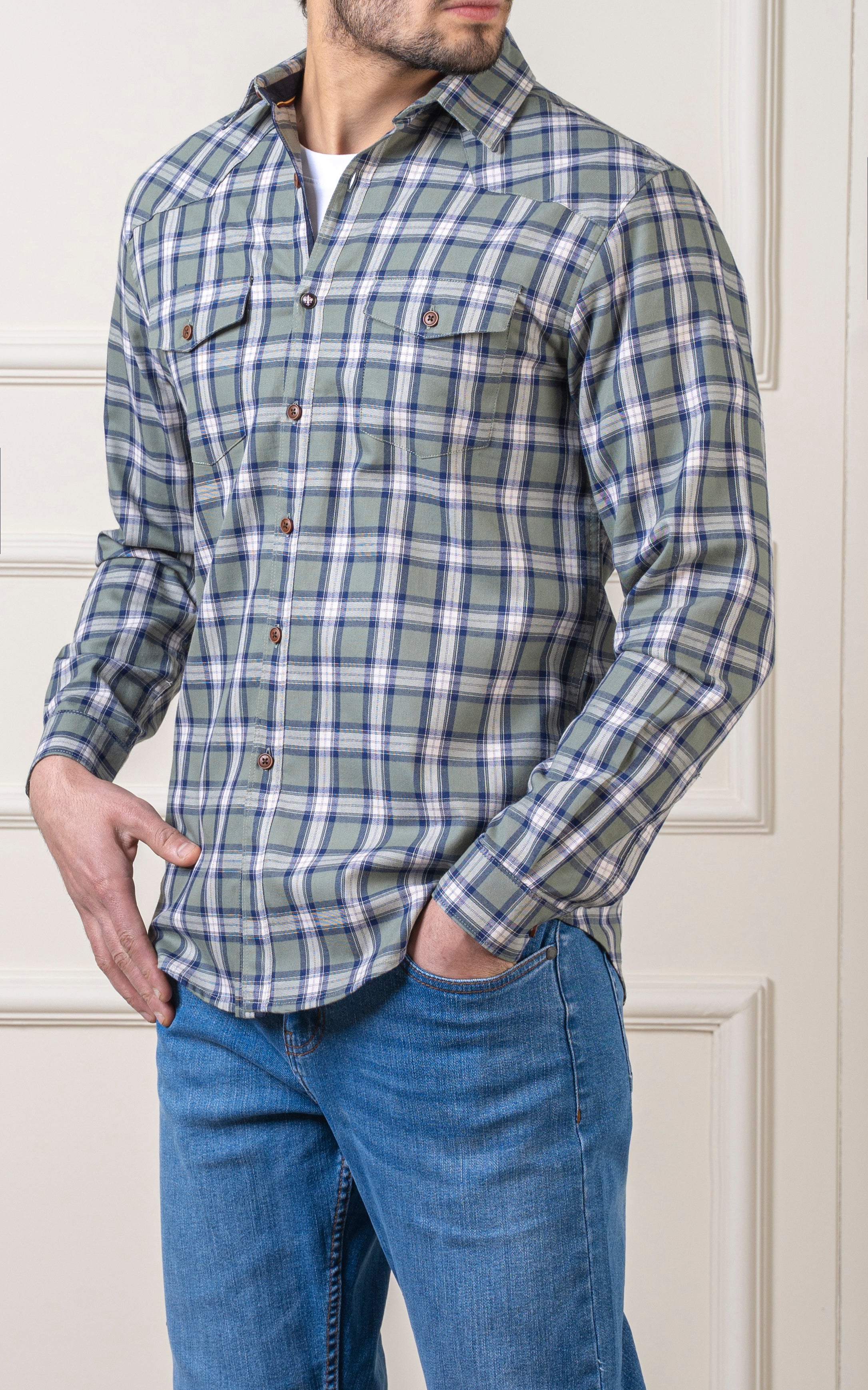 CASUAL SHIRT GREEN CHECK