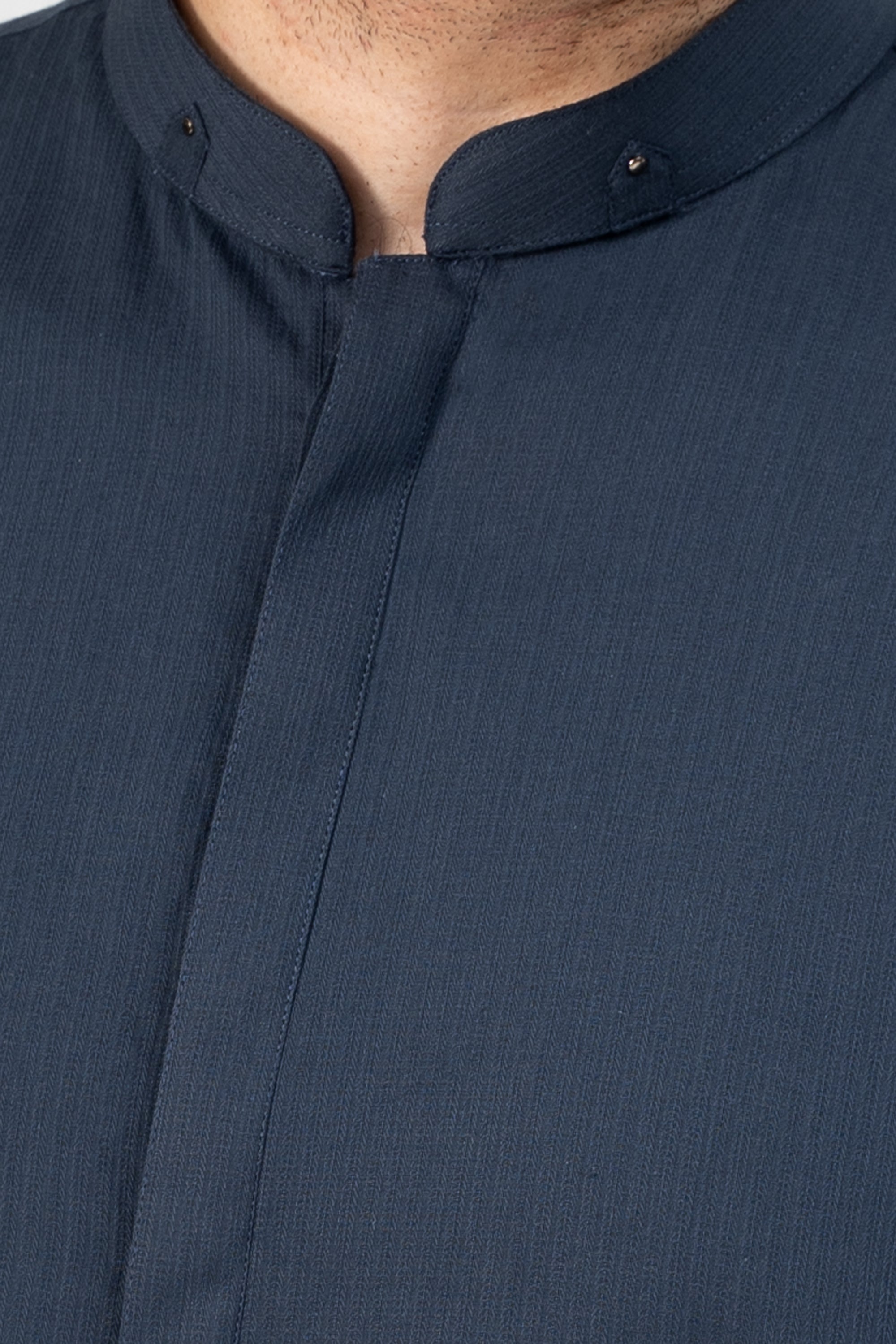 SELF DOBBY KURTA PAJAMA TEAL BLUE