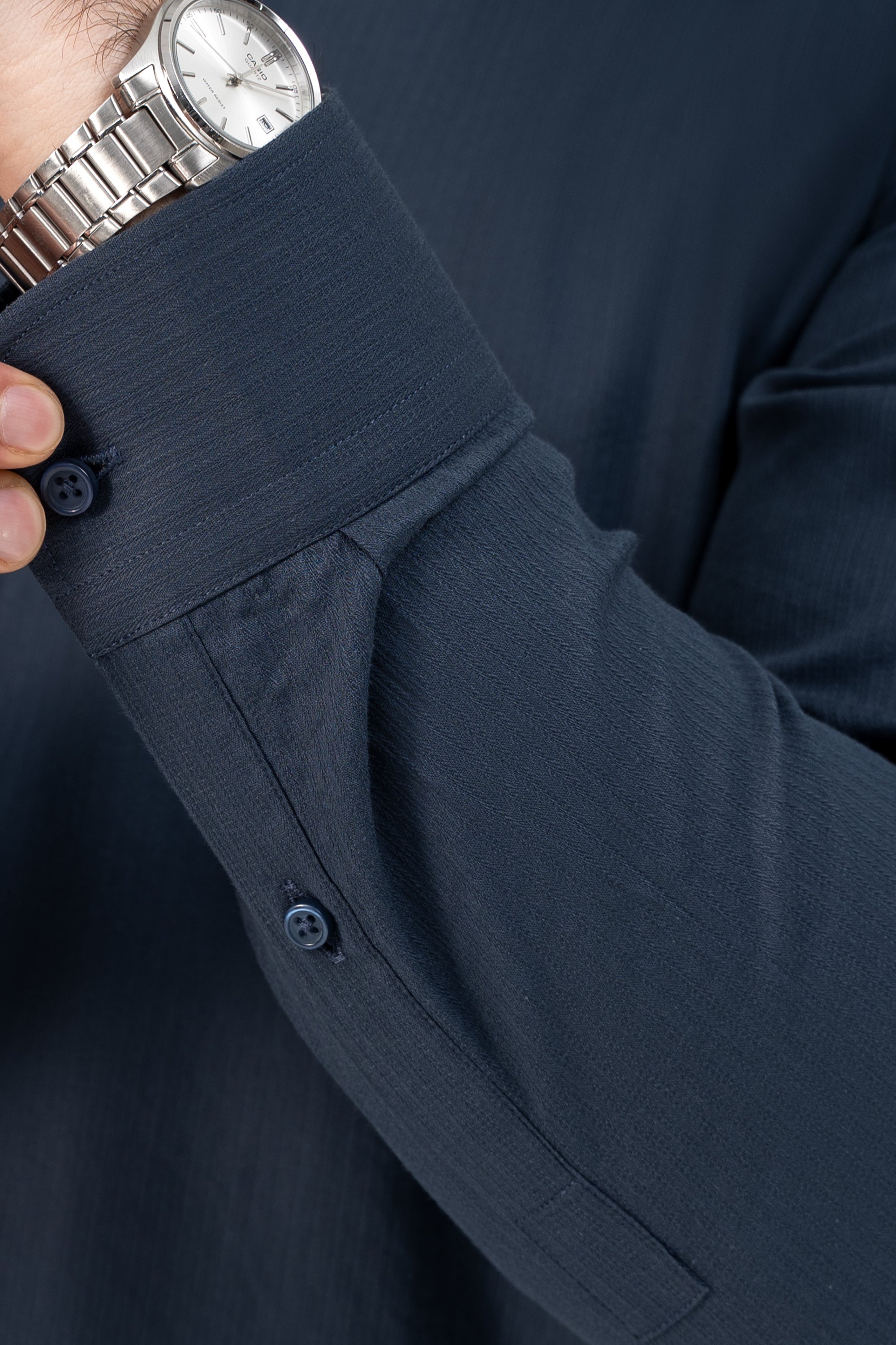 SELF DOBBY KURTA PAJAMA TEAL BLUE