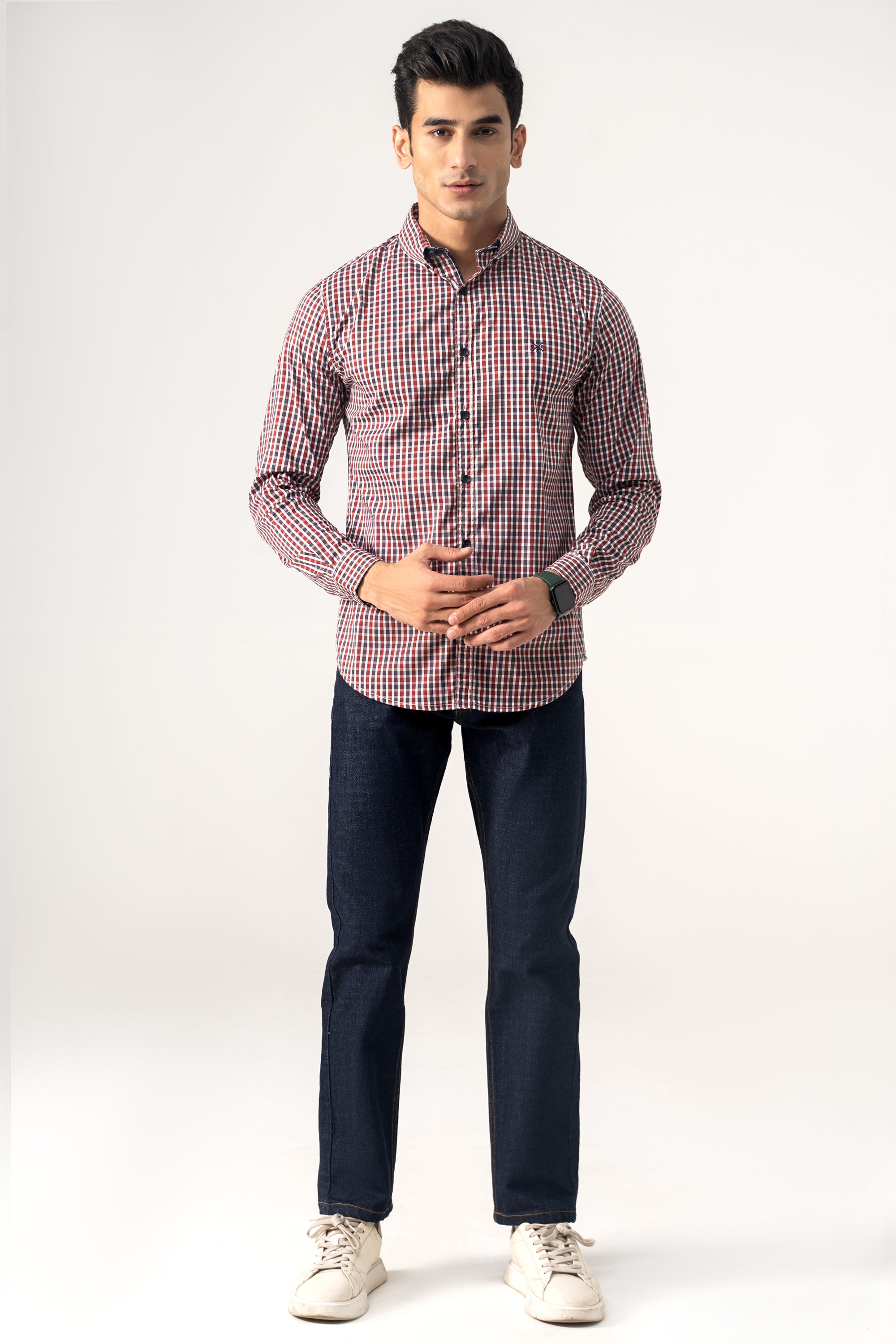 CASUAL SHIRT GREY MAROON CHECK