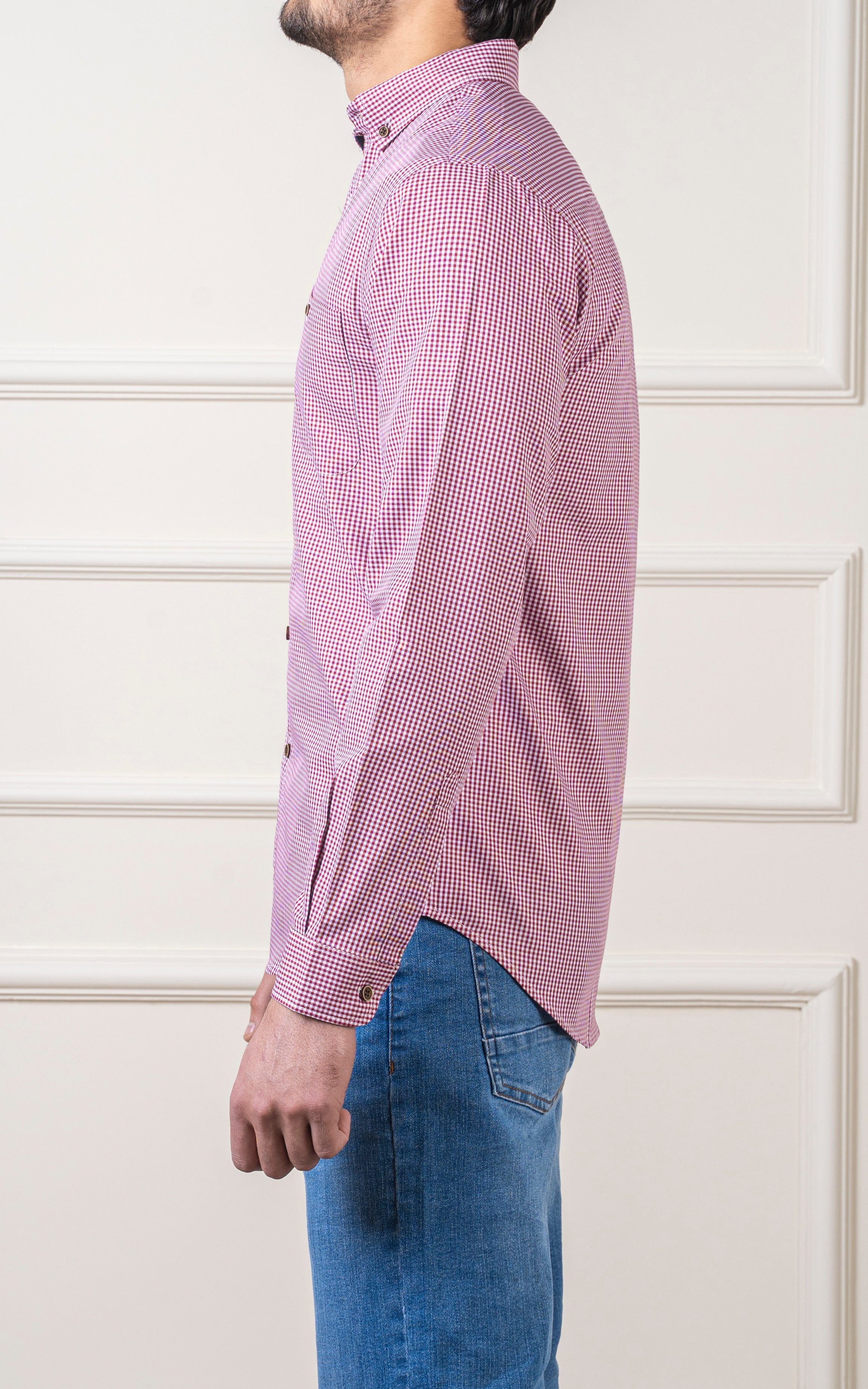 CASUAL SHIRT MAROON CHECK