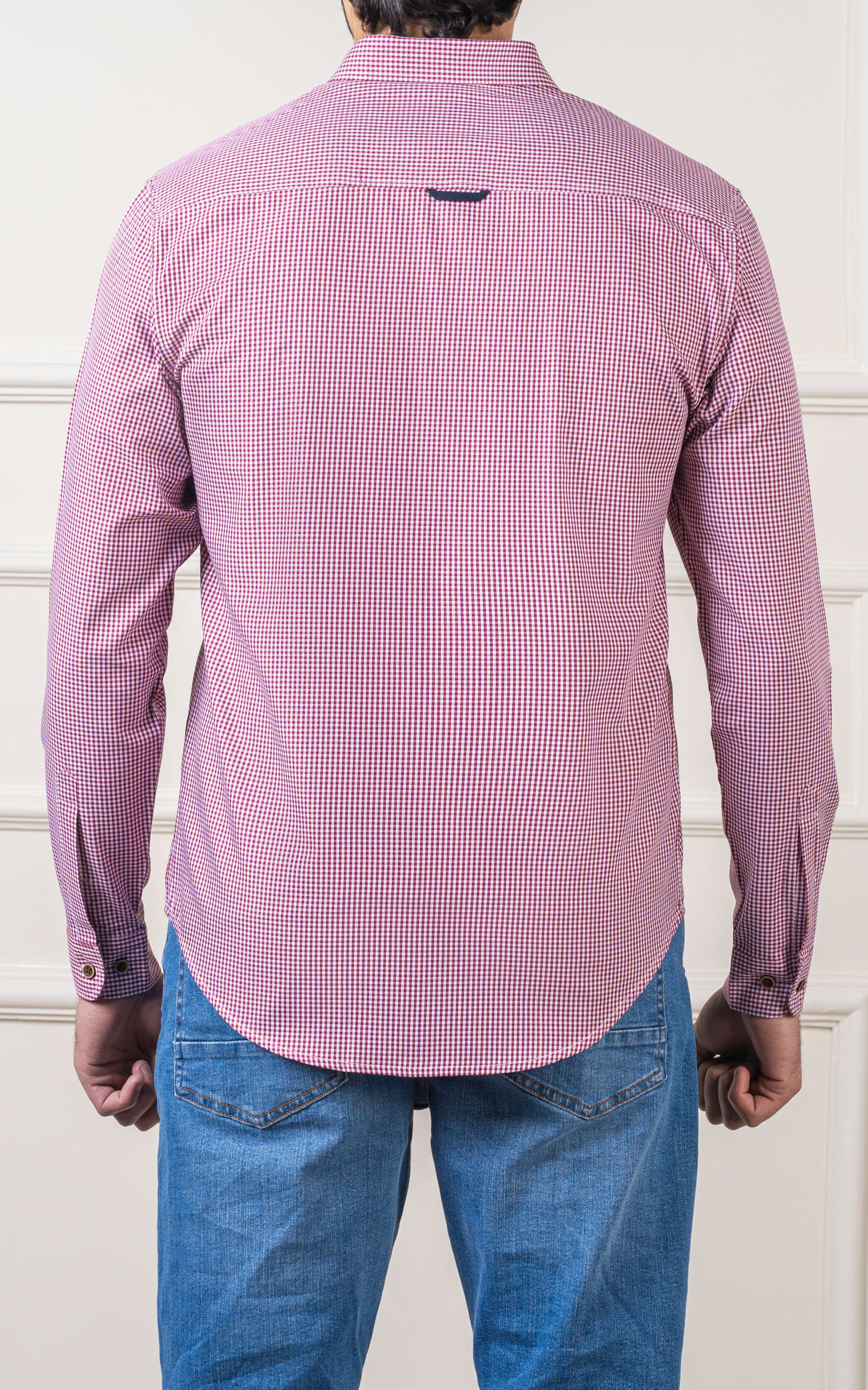 CASUAL SHIRT MAROON CHECK