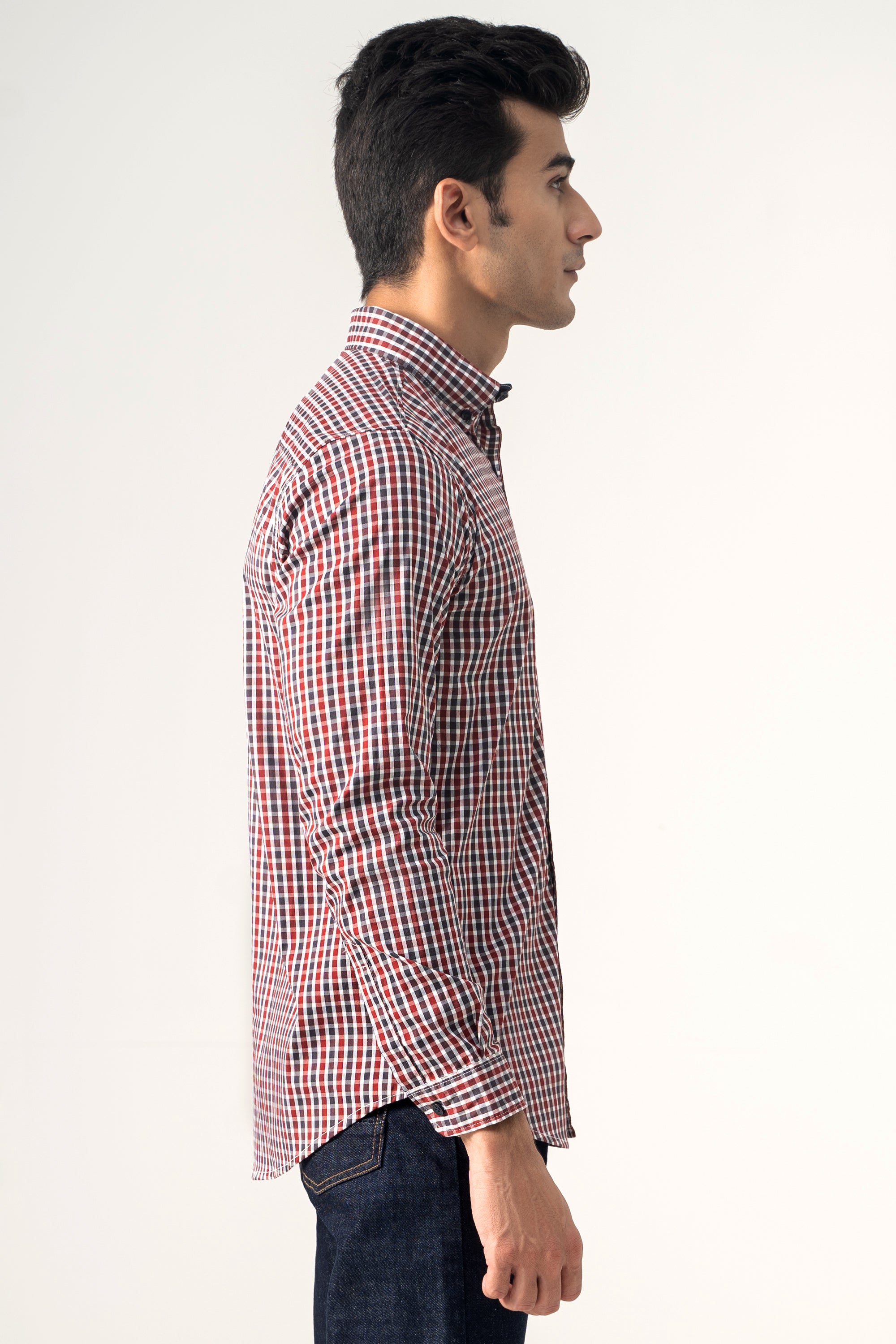 CASUAL SHIRT GREY MAROON CHECK