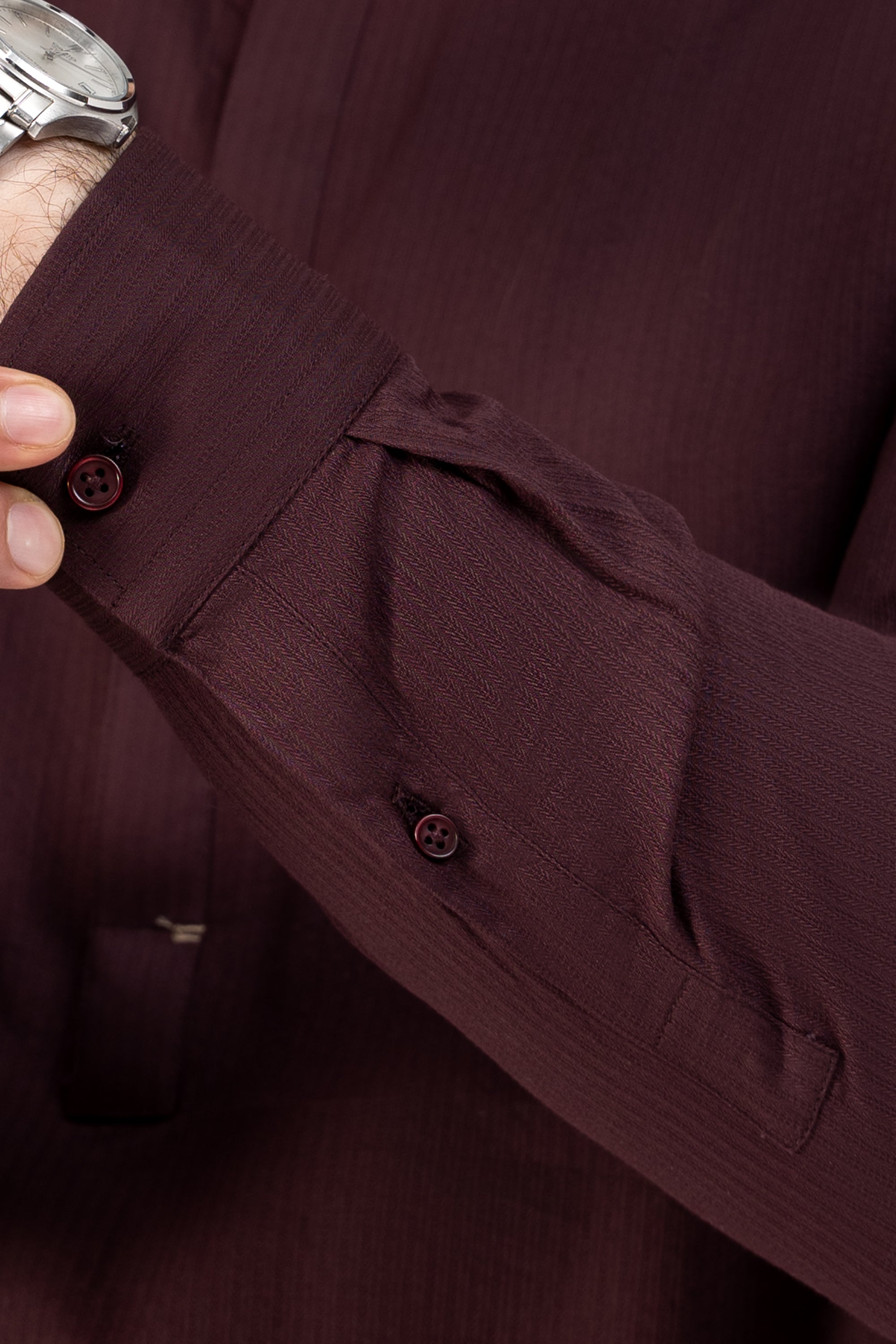 SELF DOBBY KURTA PAJAMA MAROON