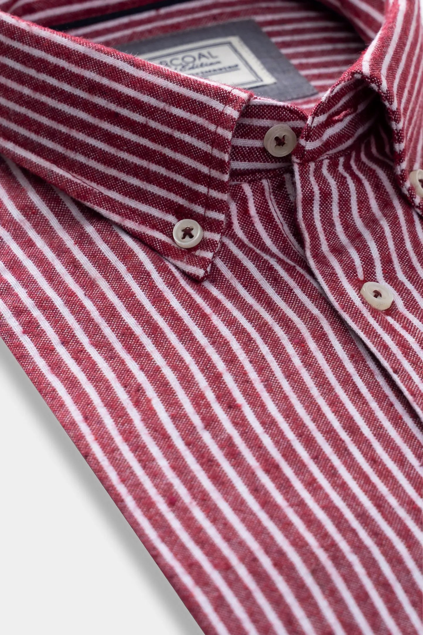 SMART FIT STRIPED WOOLEN SHIRT MAROON WHITE STRIPE