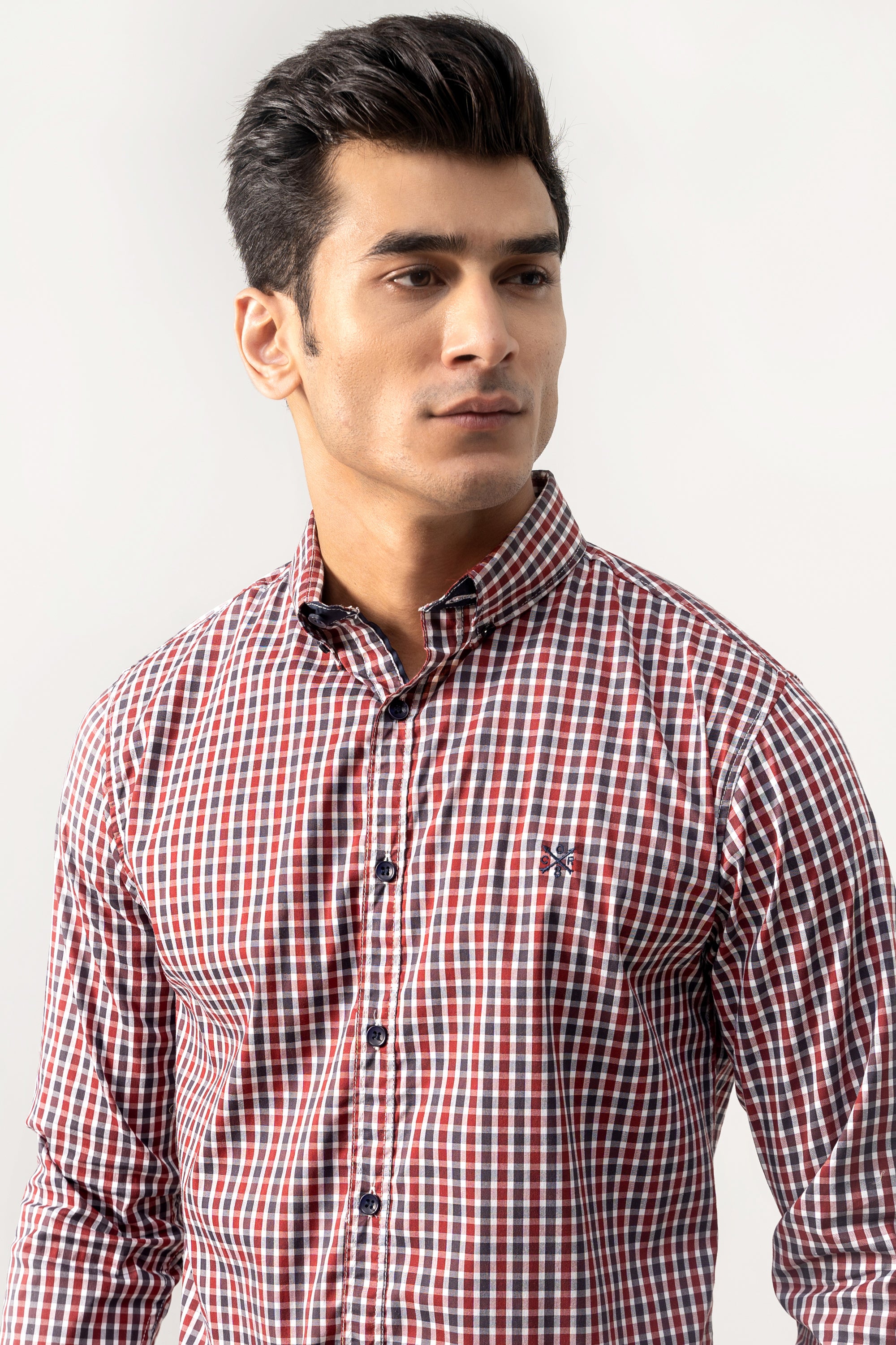 CASUAL SHIRT GREY MAROON CHECK