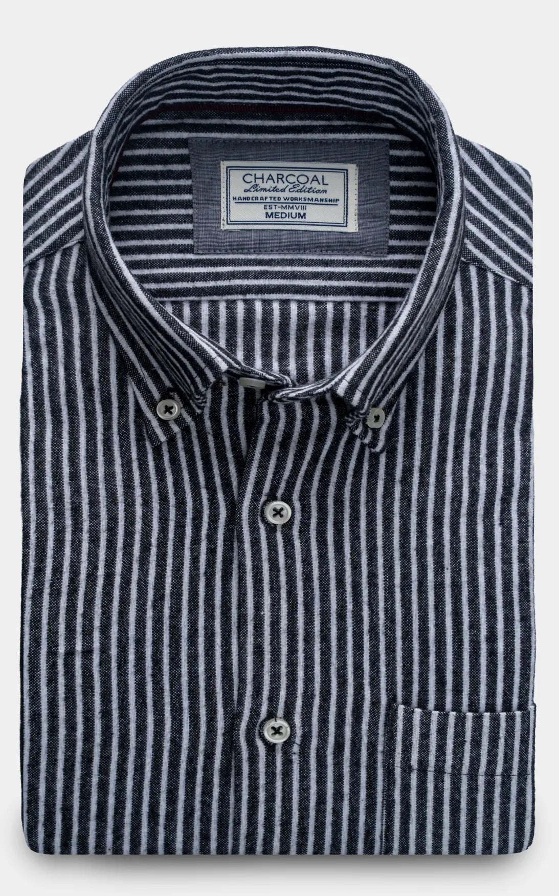 SMART FIT STRIPED WOOLEN SHIRT GREY WHITE STRIPE