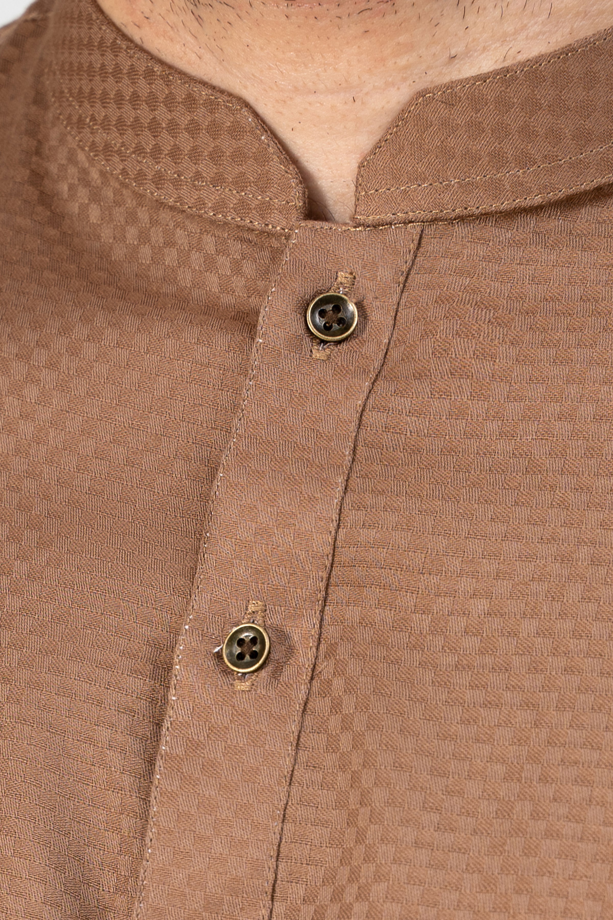 SELF DOBBY KURTA KHAKI