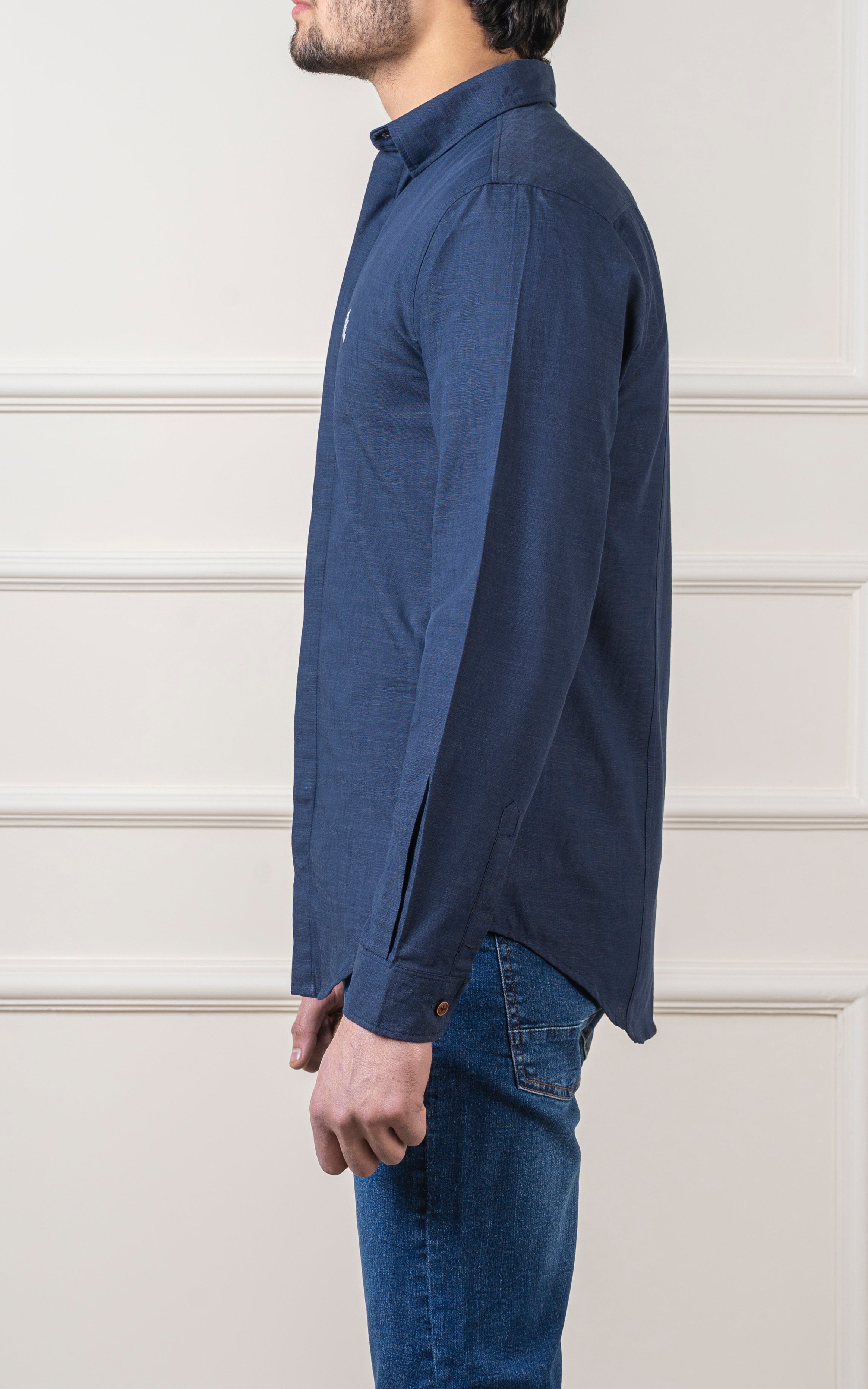CASUAL SHIRT HIDDEN BUTTON DOWN COLLAR NAVY