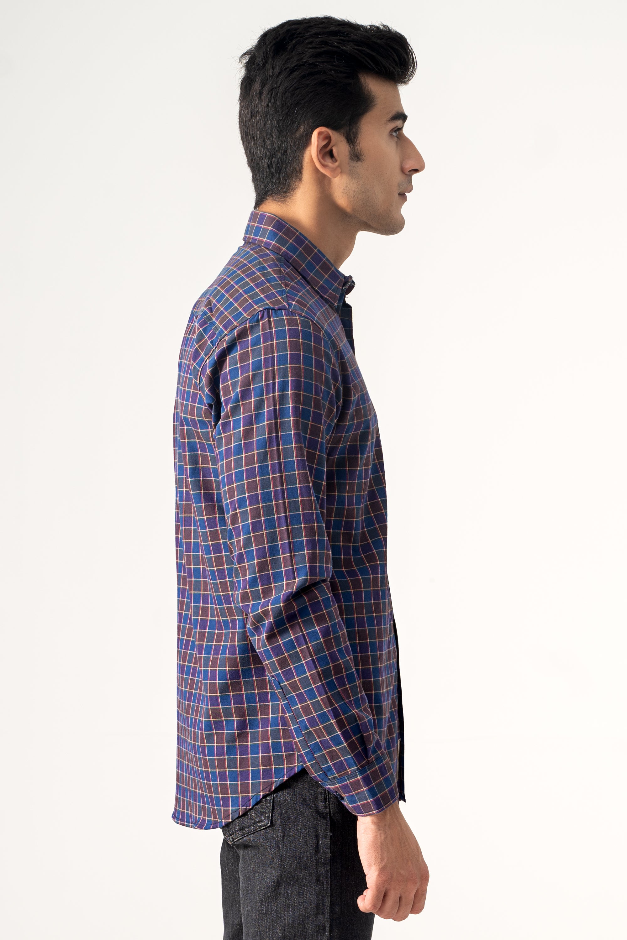 CASUAL SHIRT MAROON NAVY CHECK