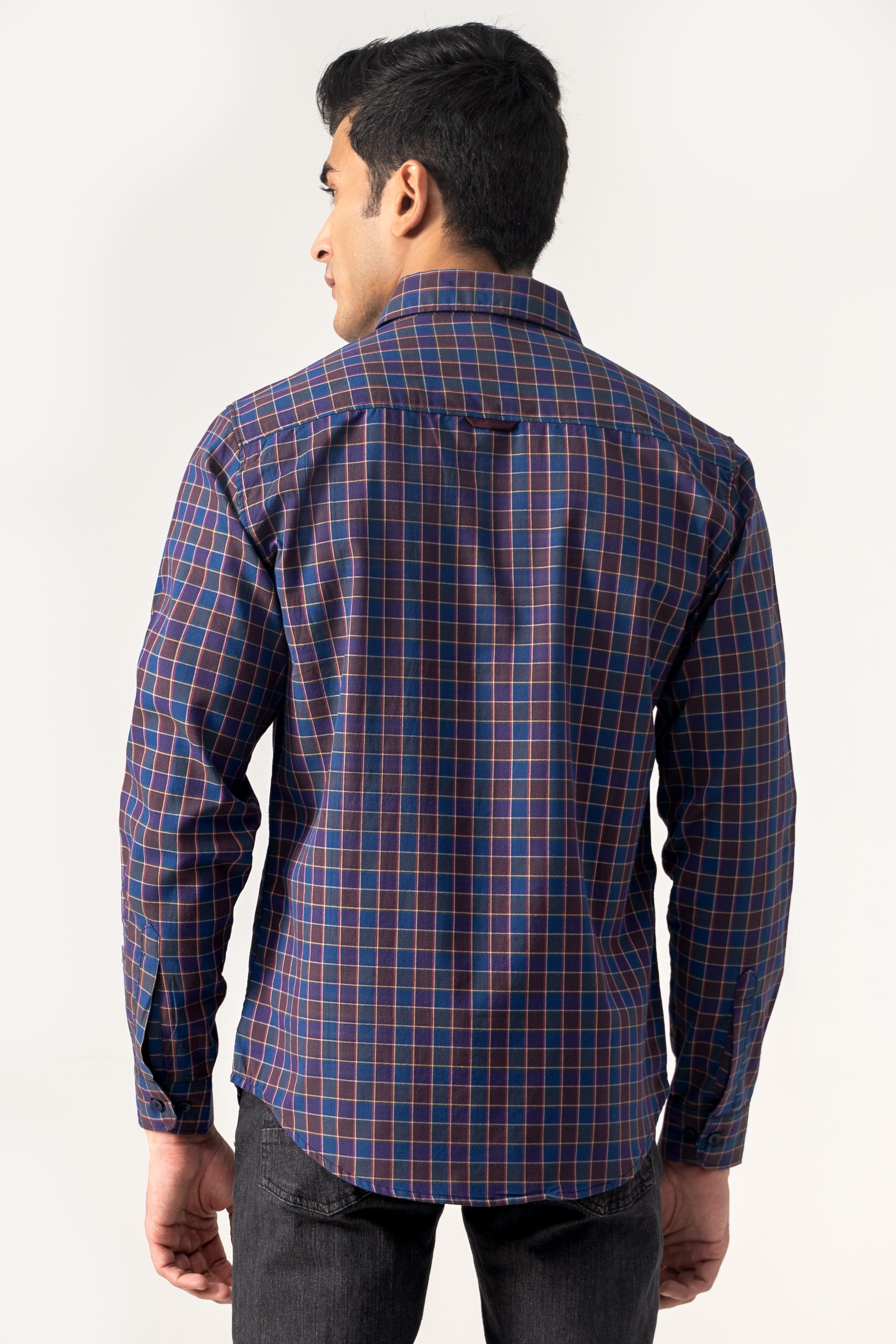 CASUAL SHIRT MAROON NAVY CHECK