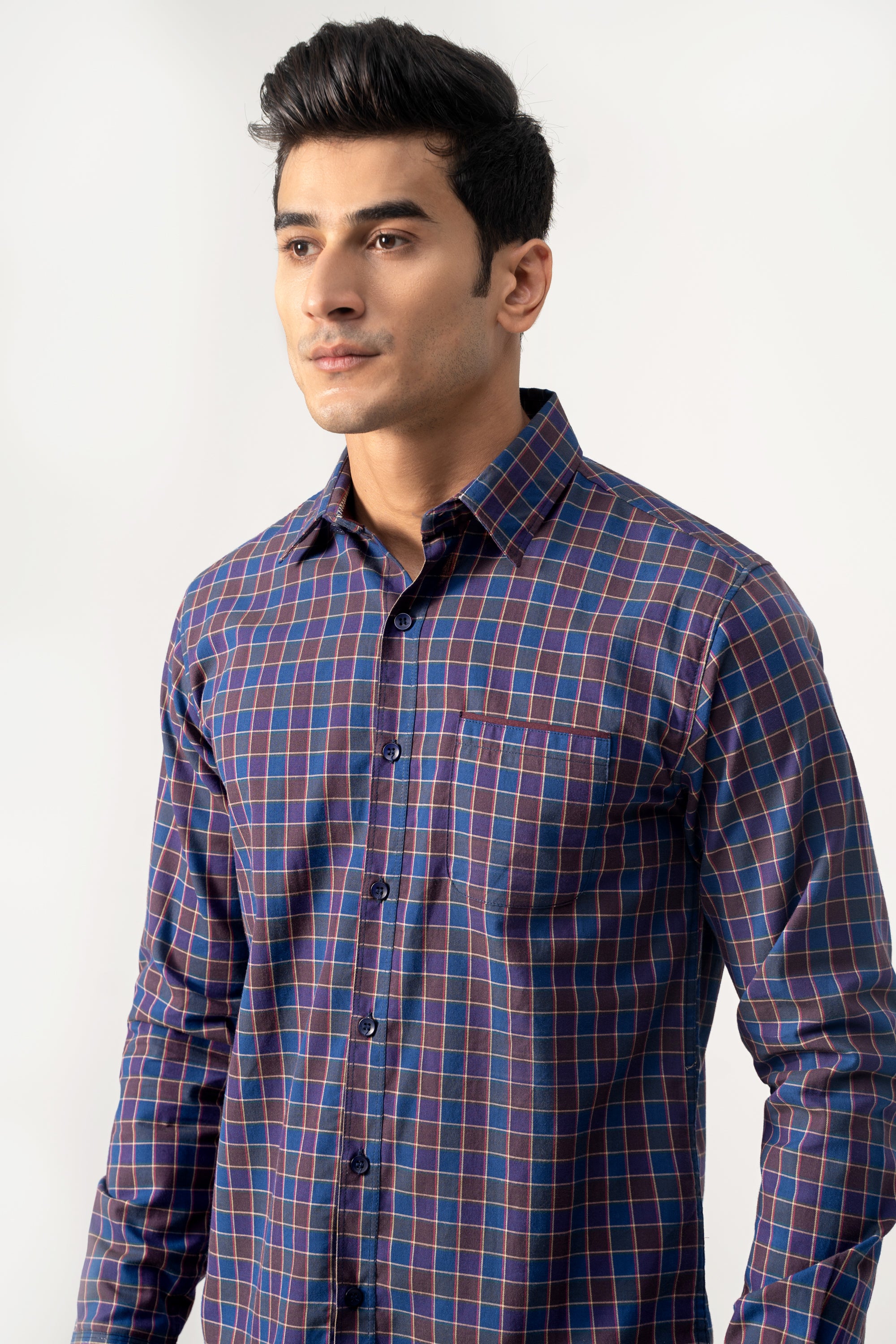 CASUAL SHIRT MAROON NAVY CHECK