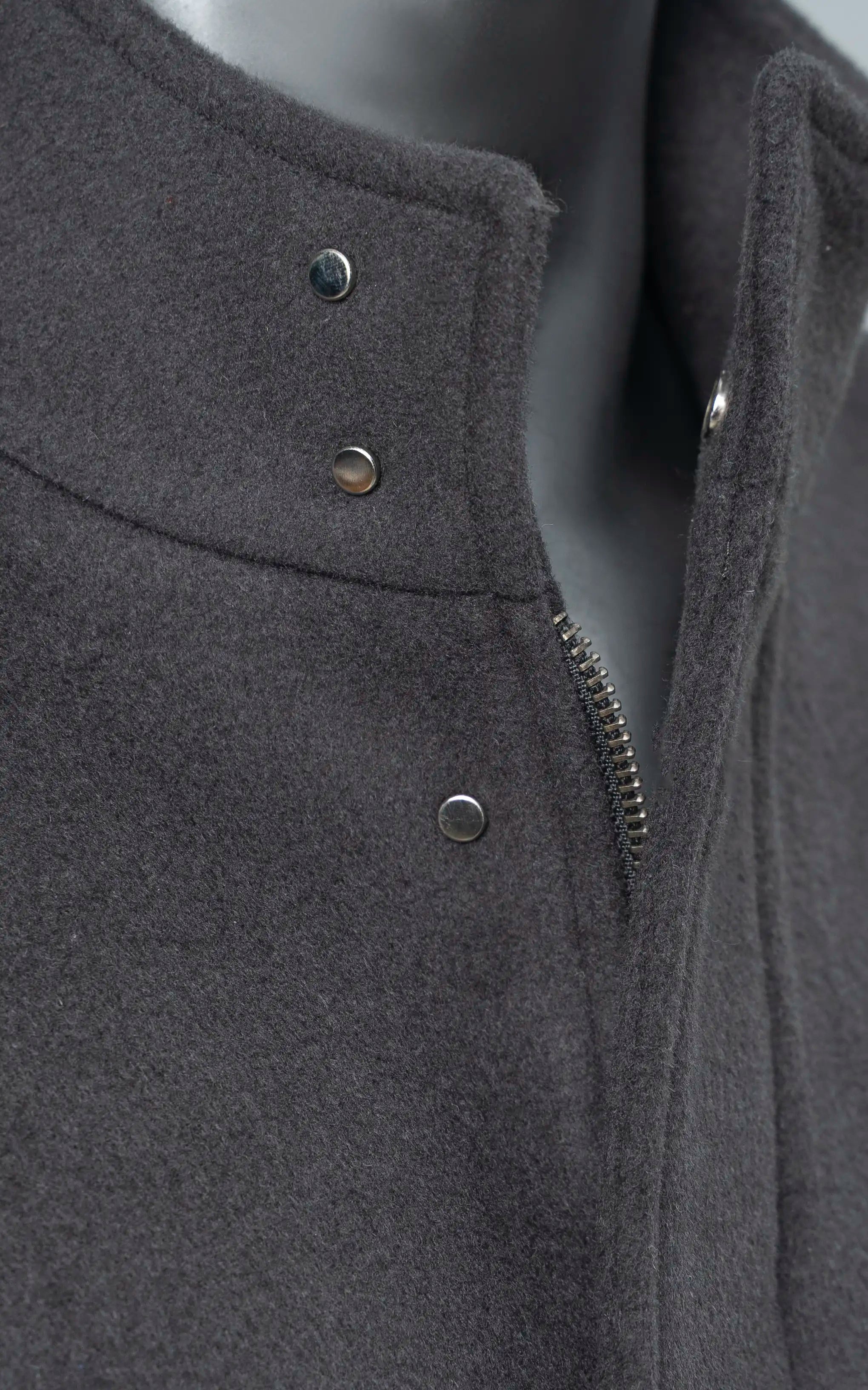 Men’s Stand-Collar Long Coat Dark Grey