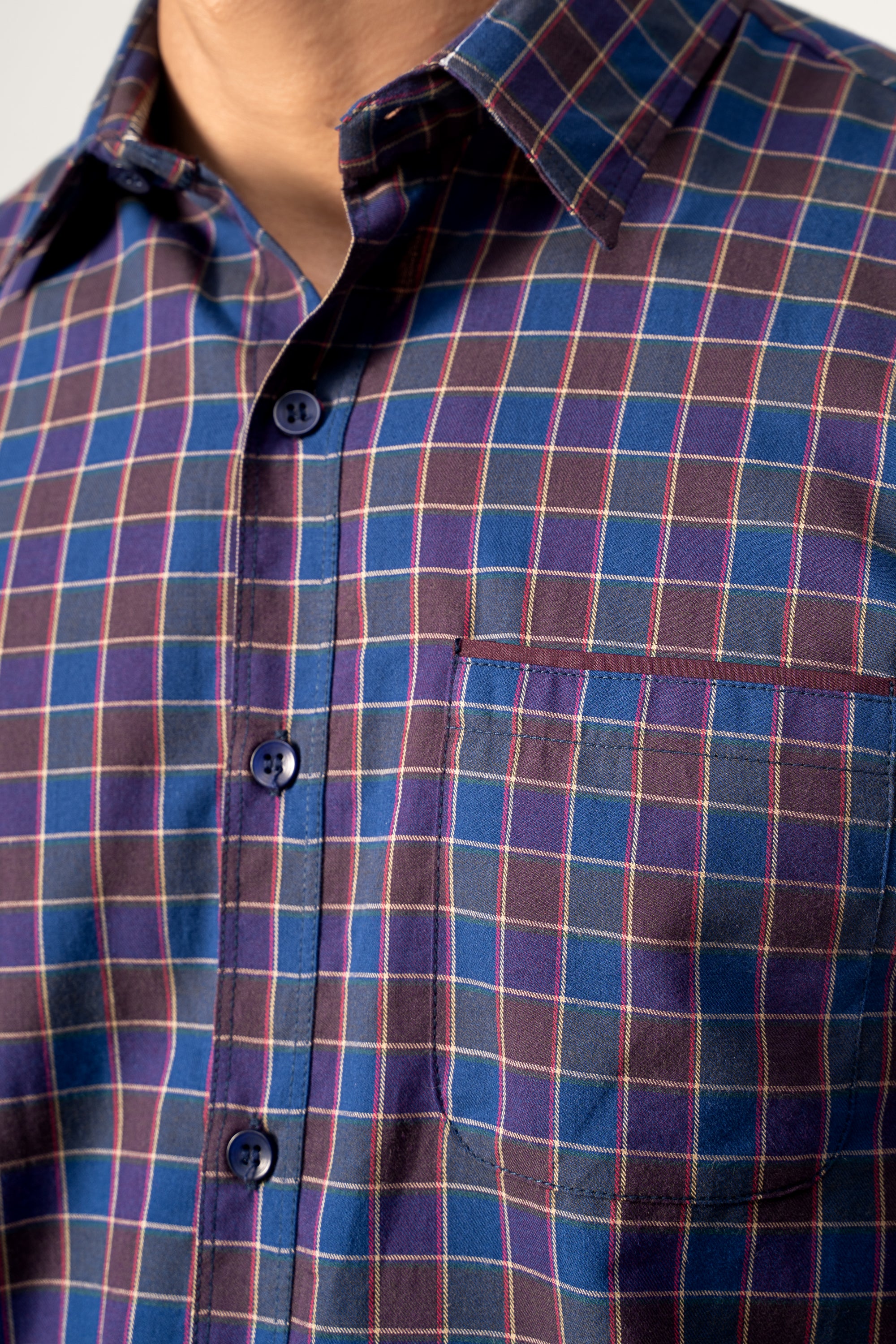 CASUAL SHIRT MAROON NAVY CHECK