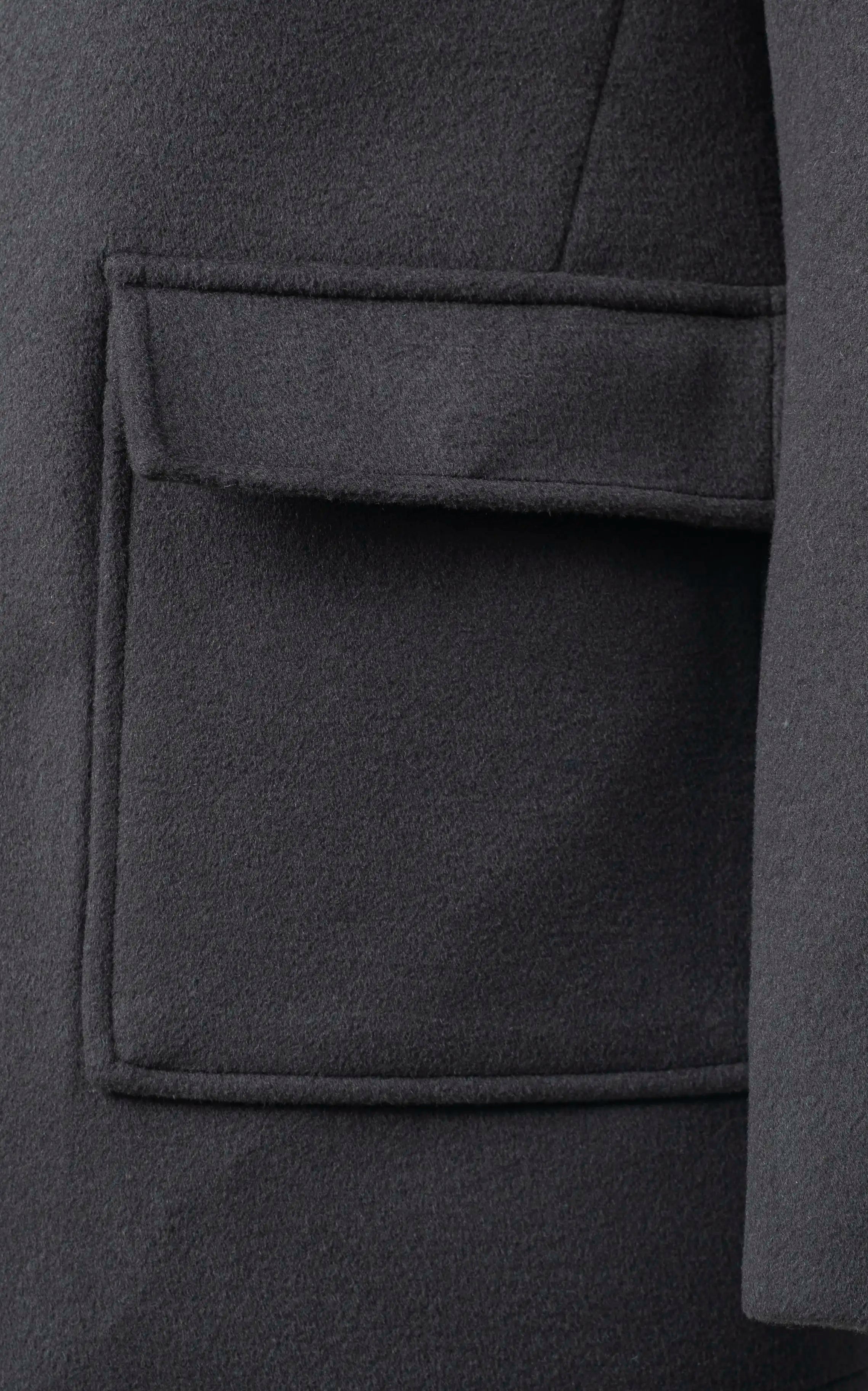 Men’s Stand-Collar Long Coat Dark Grey