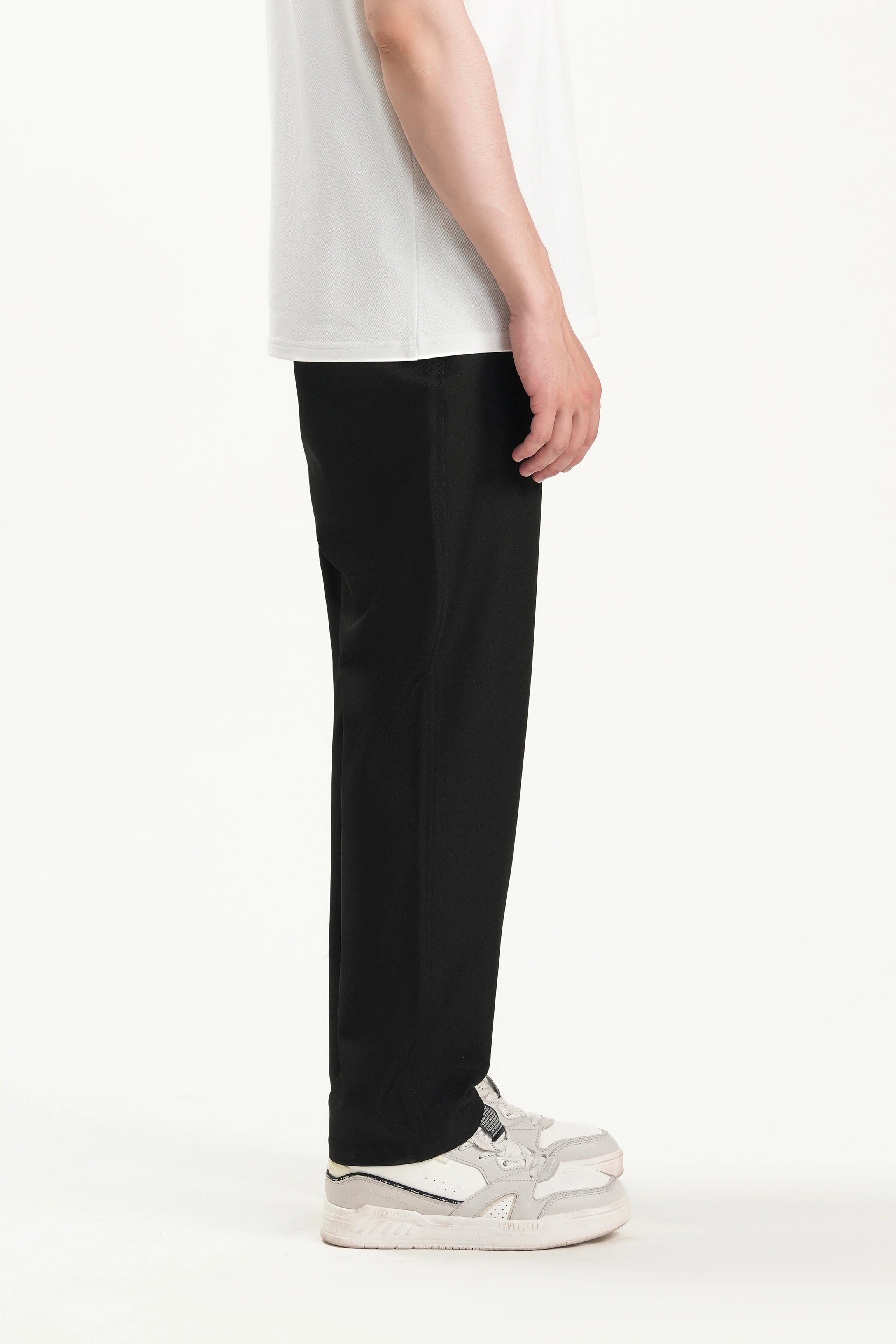 ELASTICATED WAIST CASUAL PANT BLACK