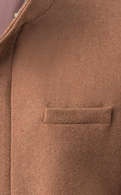 Men’s Stand-Collar Long Coat Brown