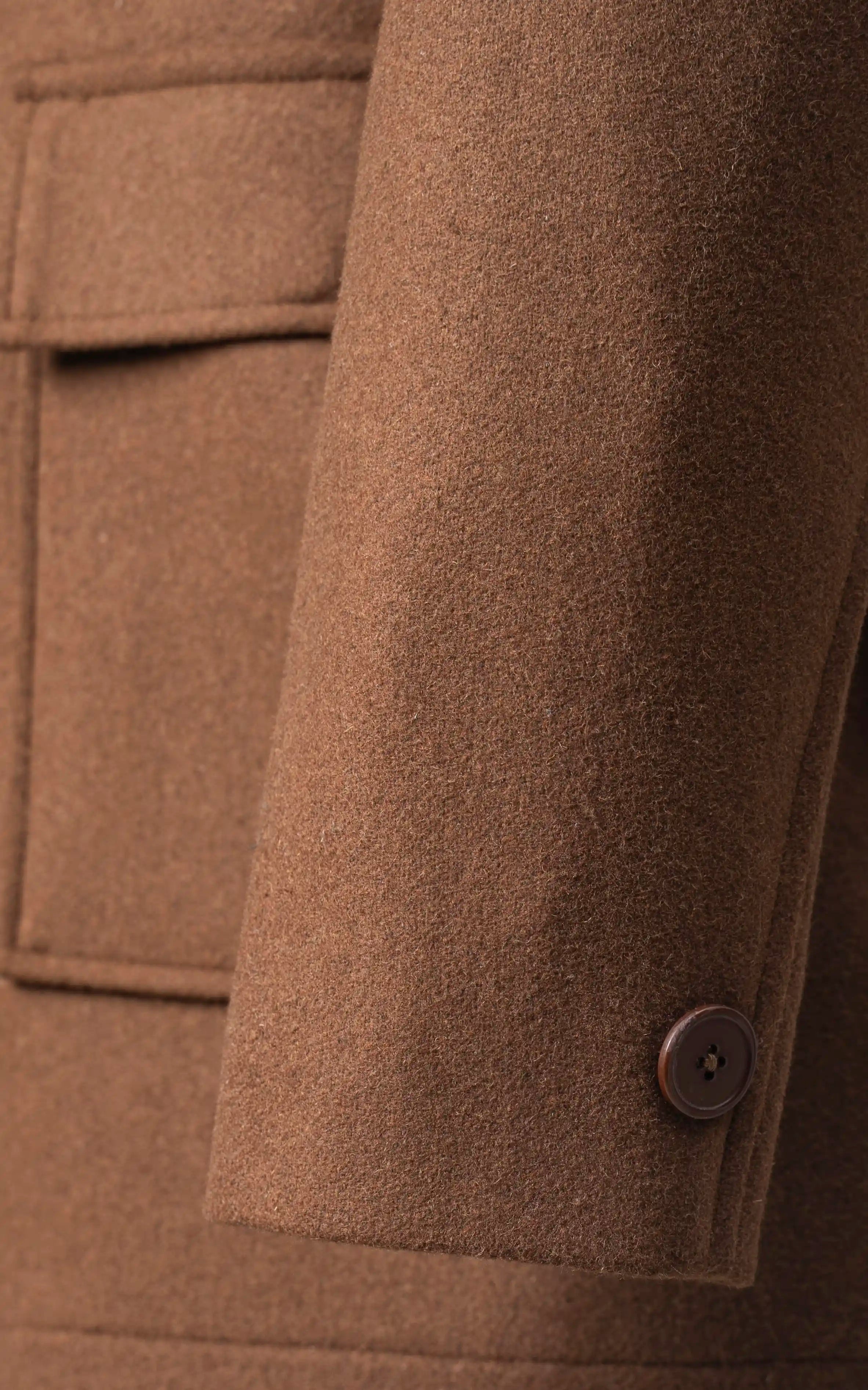 Men’s Stand-Collar Long Coat Brown