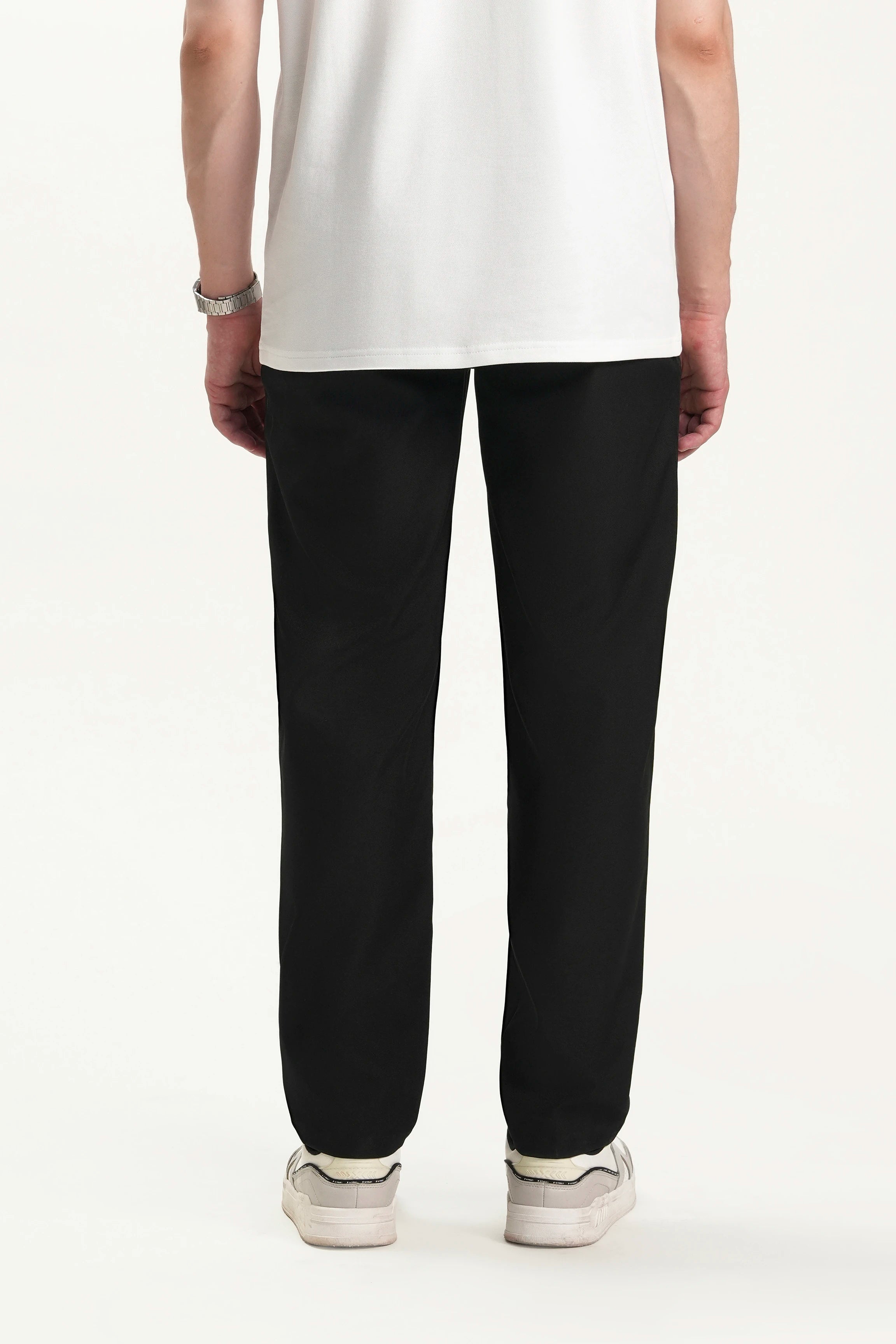 ELASTICATED WAIST CASUAL PANT BLACK