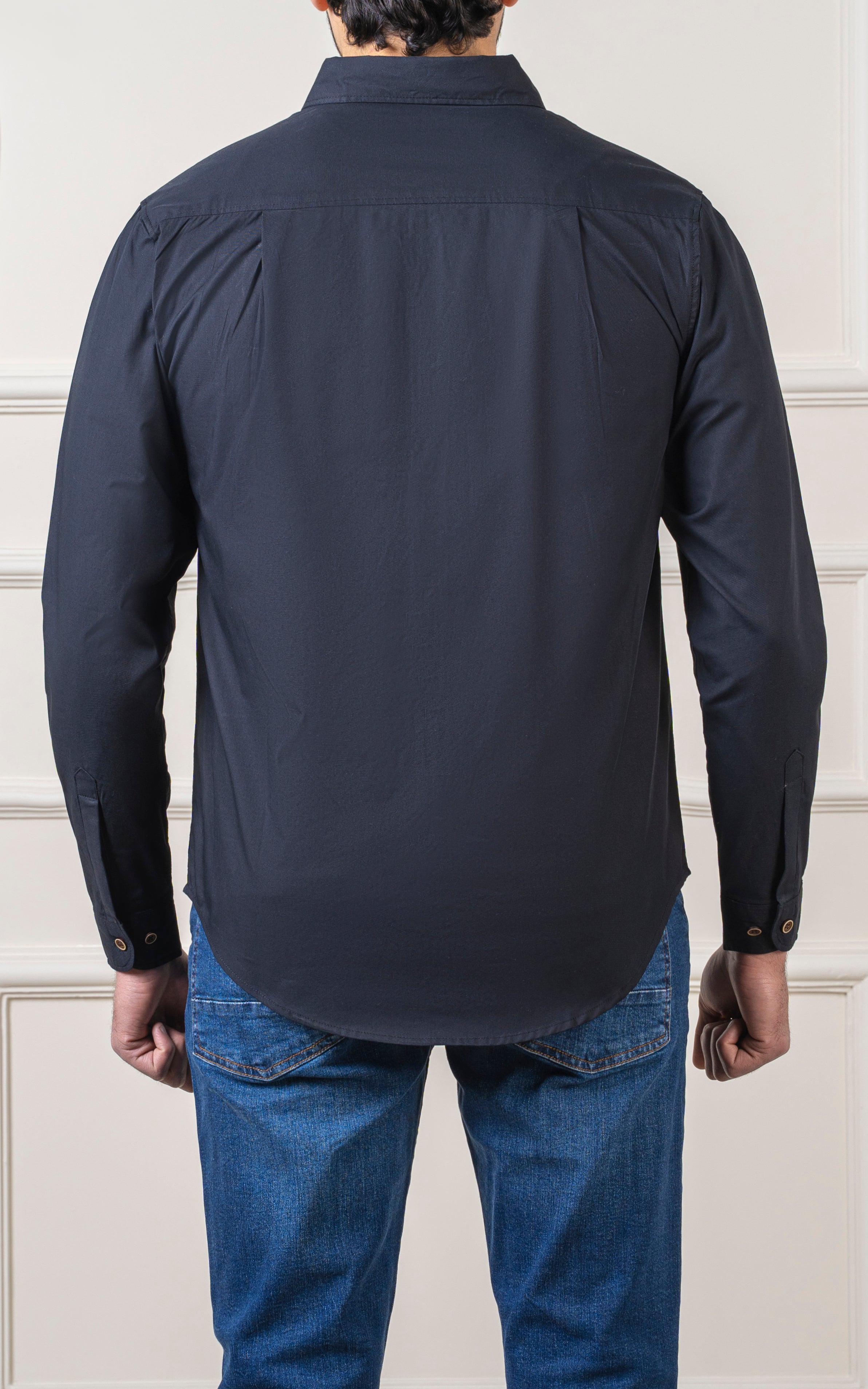 CASUAL SHIRT BUTTON DOWN COLLAR BLACK