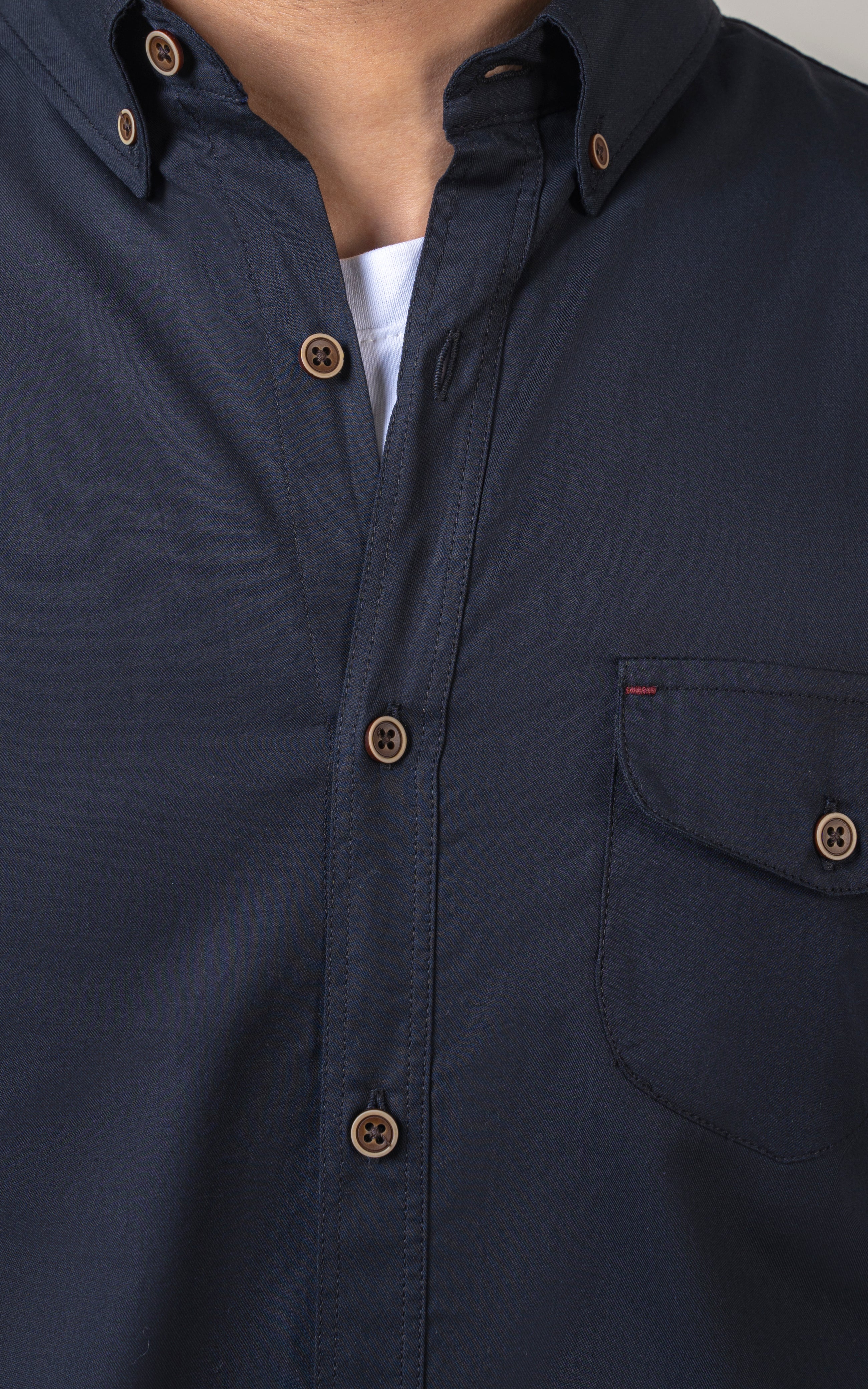 CASUAL SHIRT BUTTON DOWN COLLAR BLACK