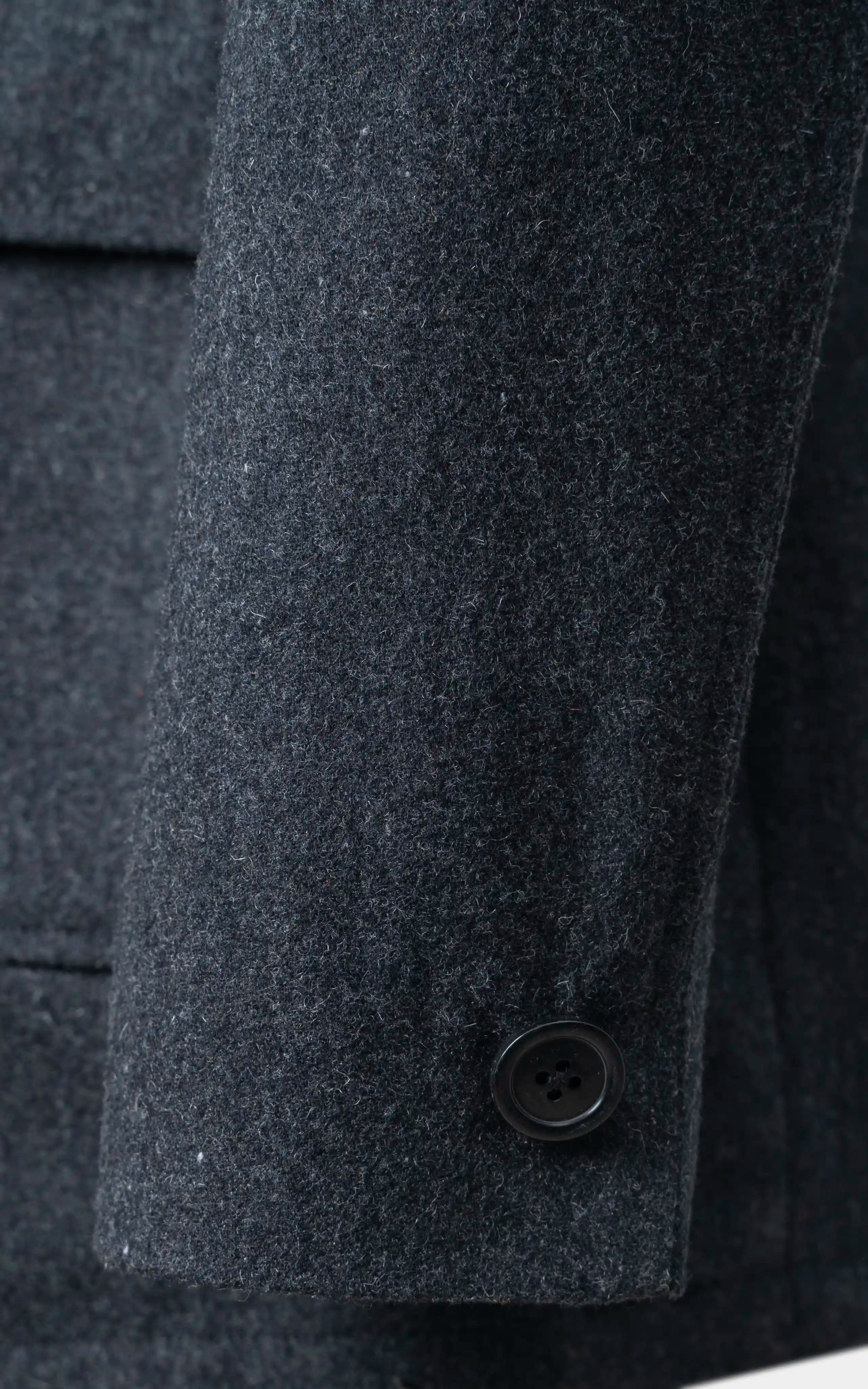 Men’s Stand-Collar Long Coat Charcoal