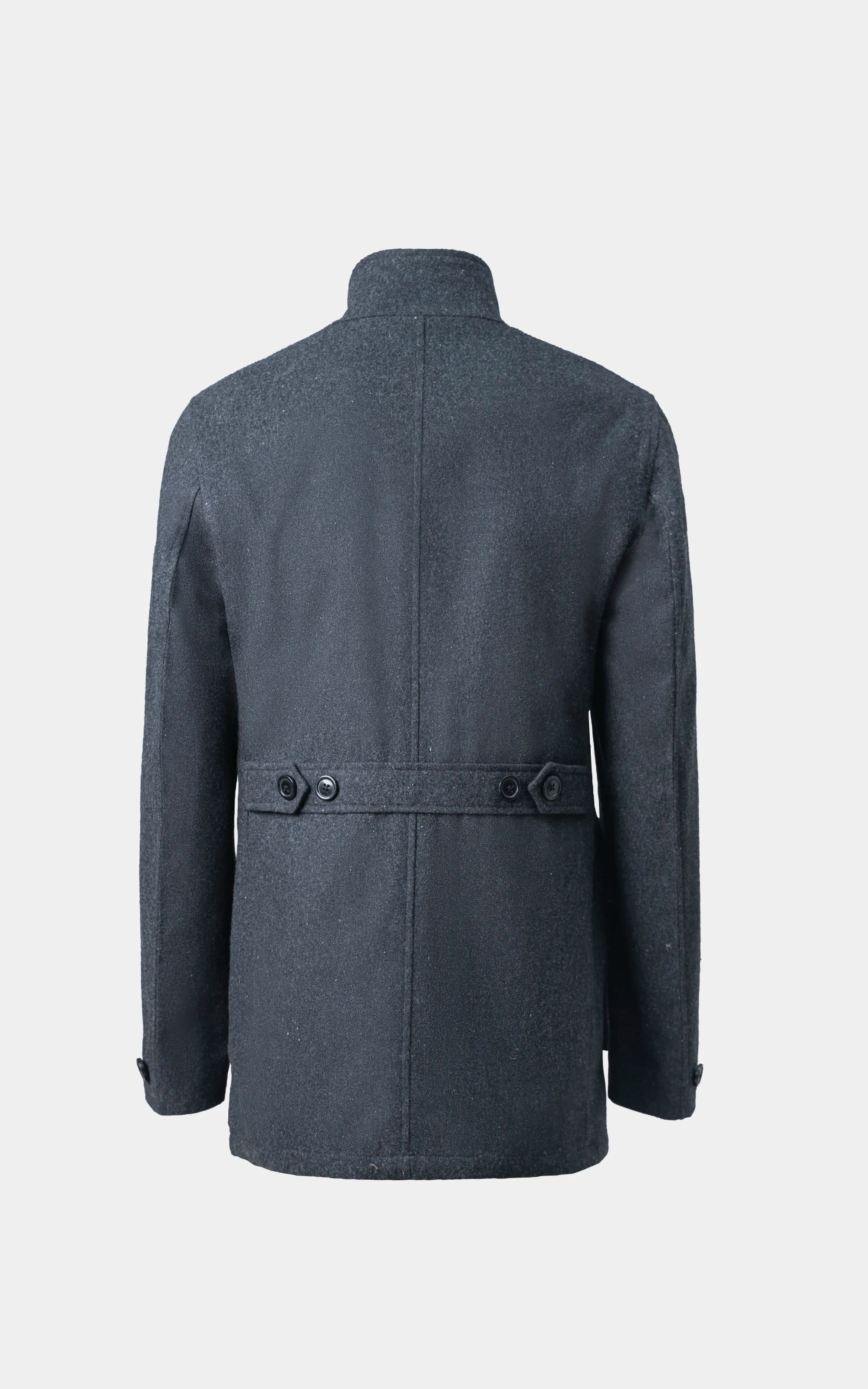 Men’s Stand-Collar Long Coat Charcoal