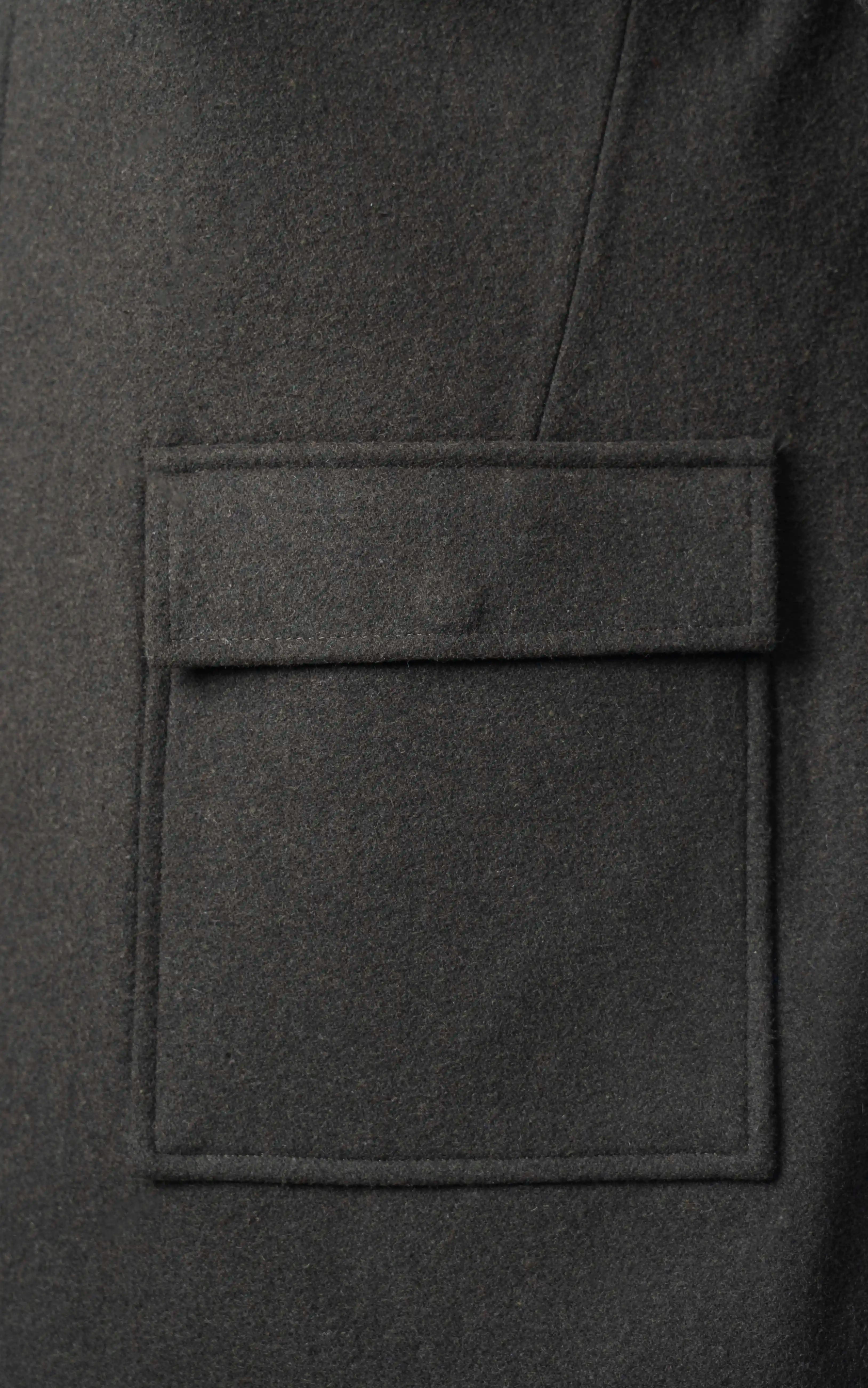 Men’s Stand-Collar Long Coat Olive