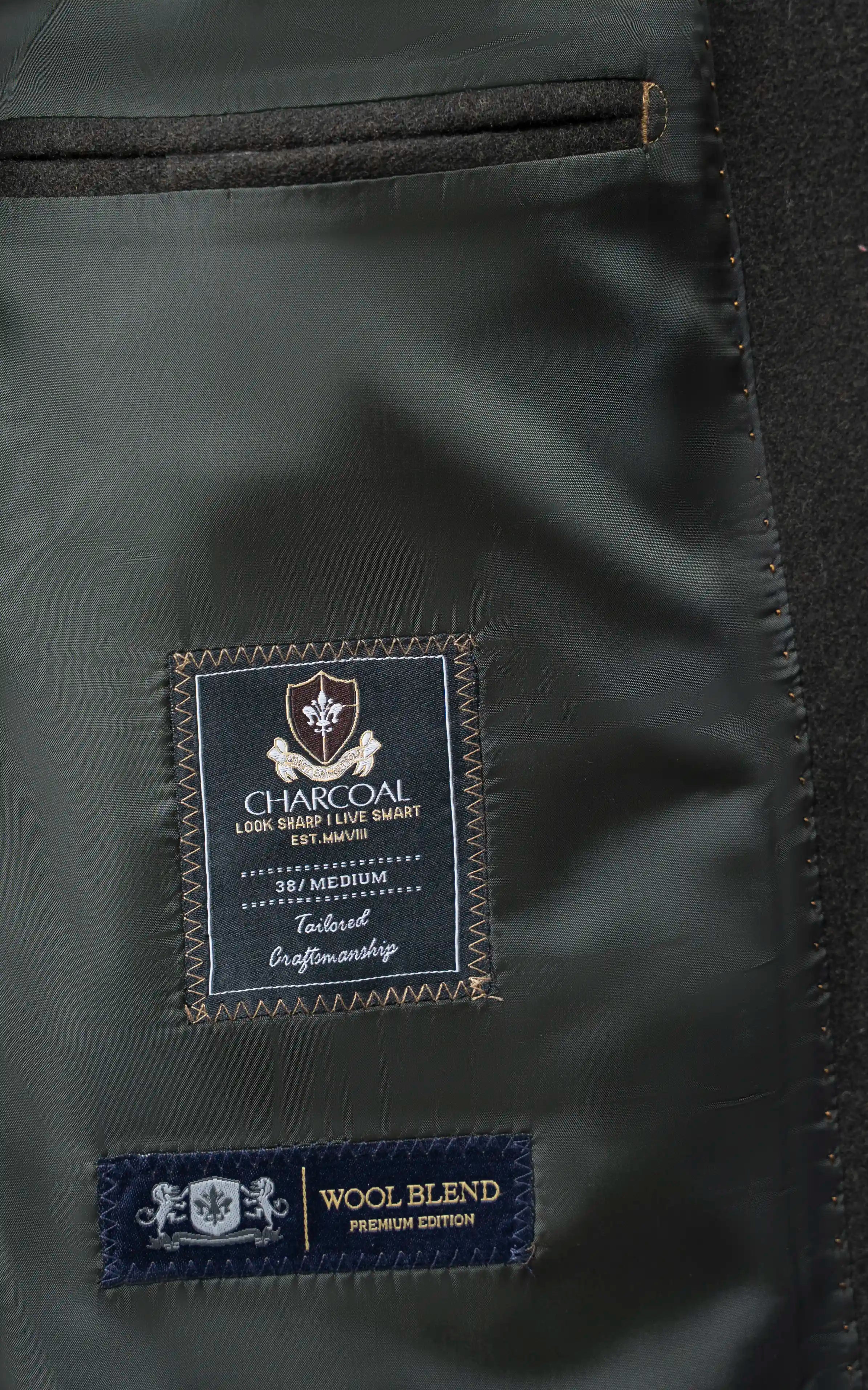 Men’s Stand-Collar Long Coat Olive