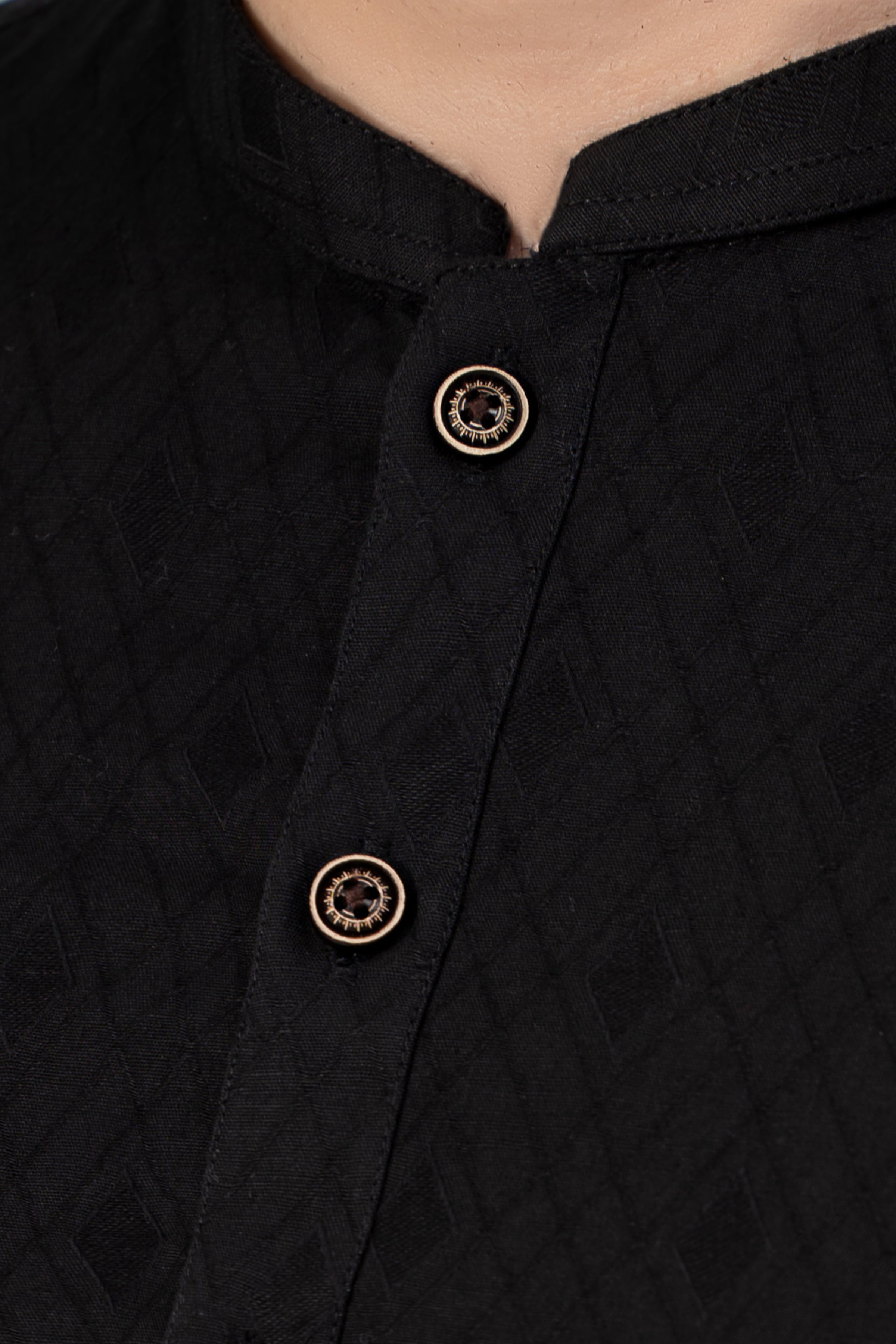 SELF JACQUARD KURTA BLACK