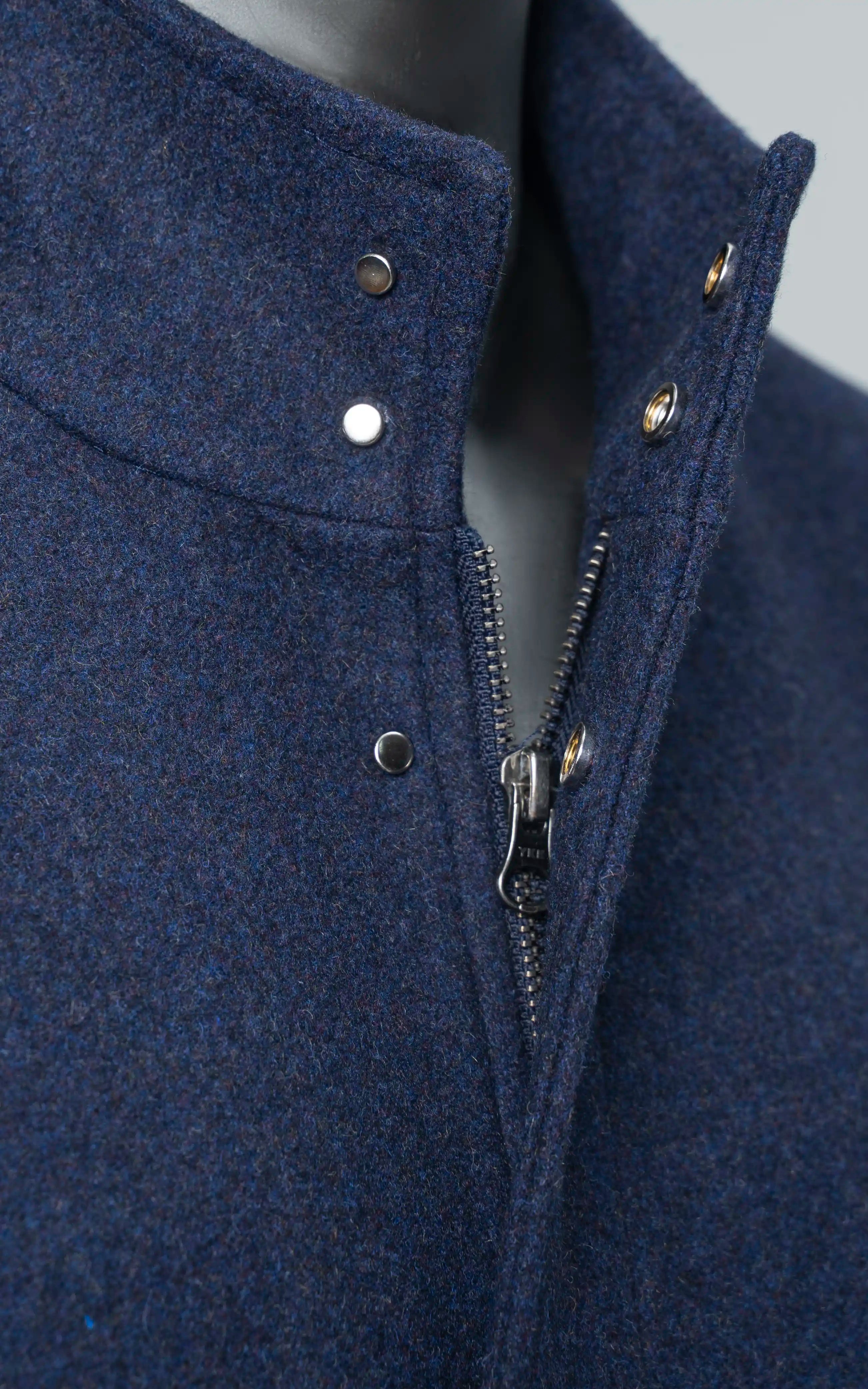 Men’s Stand-Collar Long Coat Blue