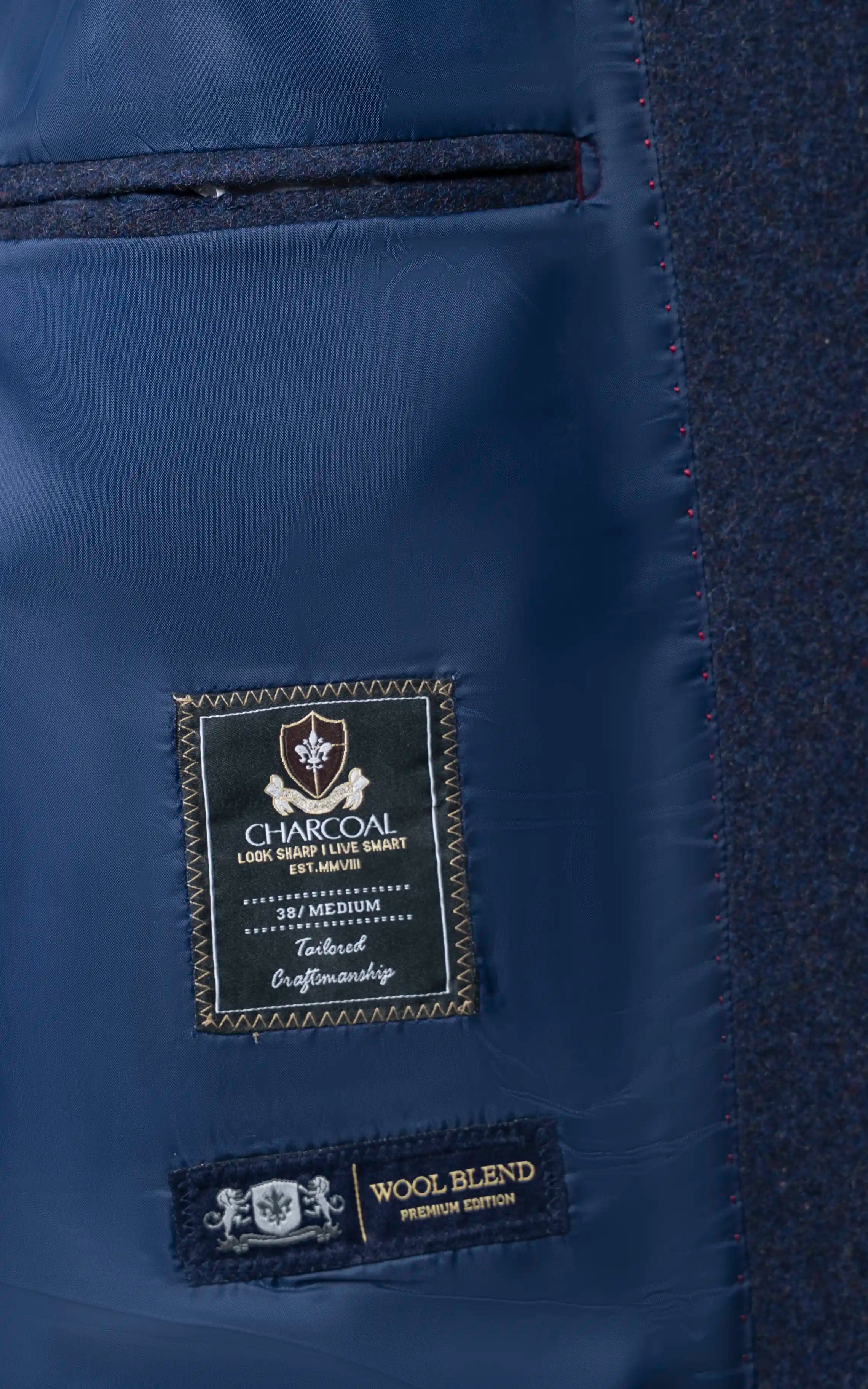 Men’s Stand-Collar Long Coat Blue