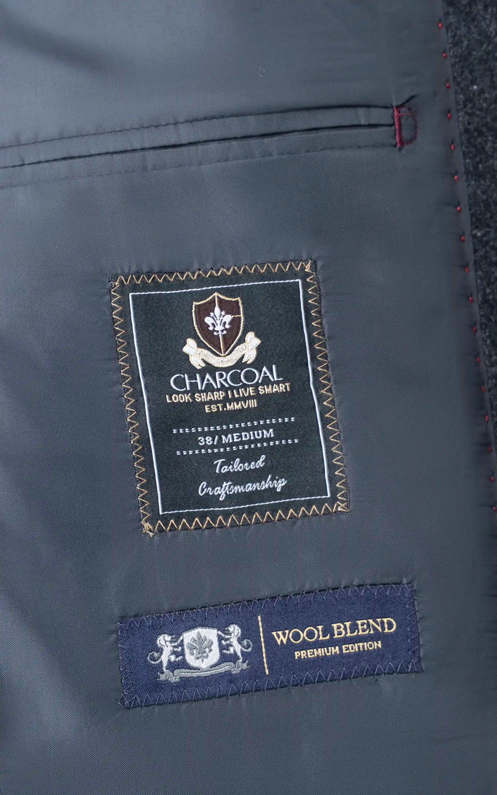 Double-Breasted Long Coat Charcoal