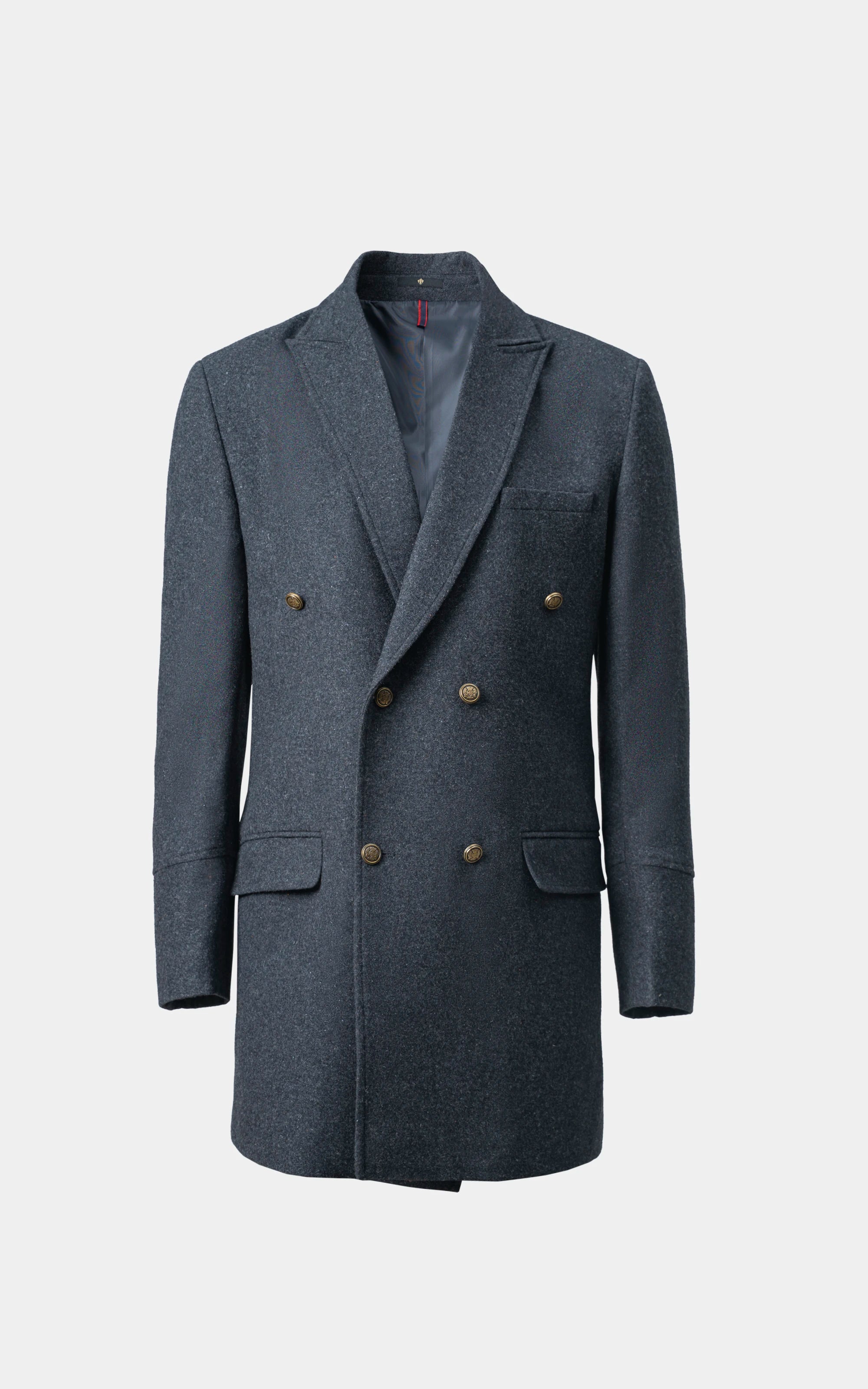 Double-Breasted Long Coat Charcoal