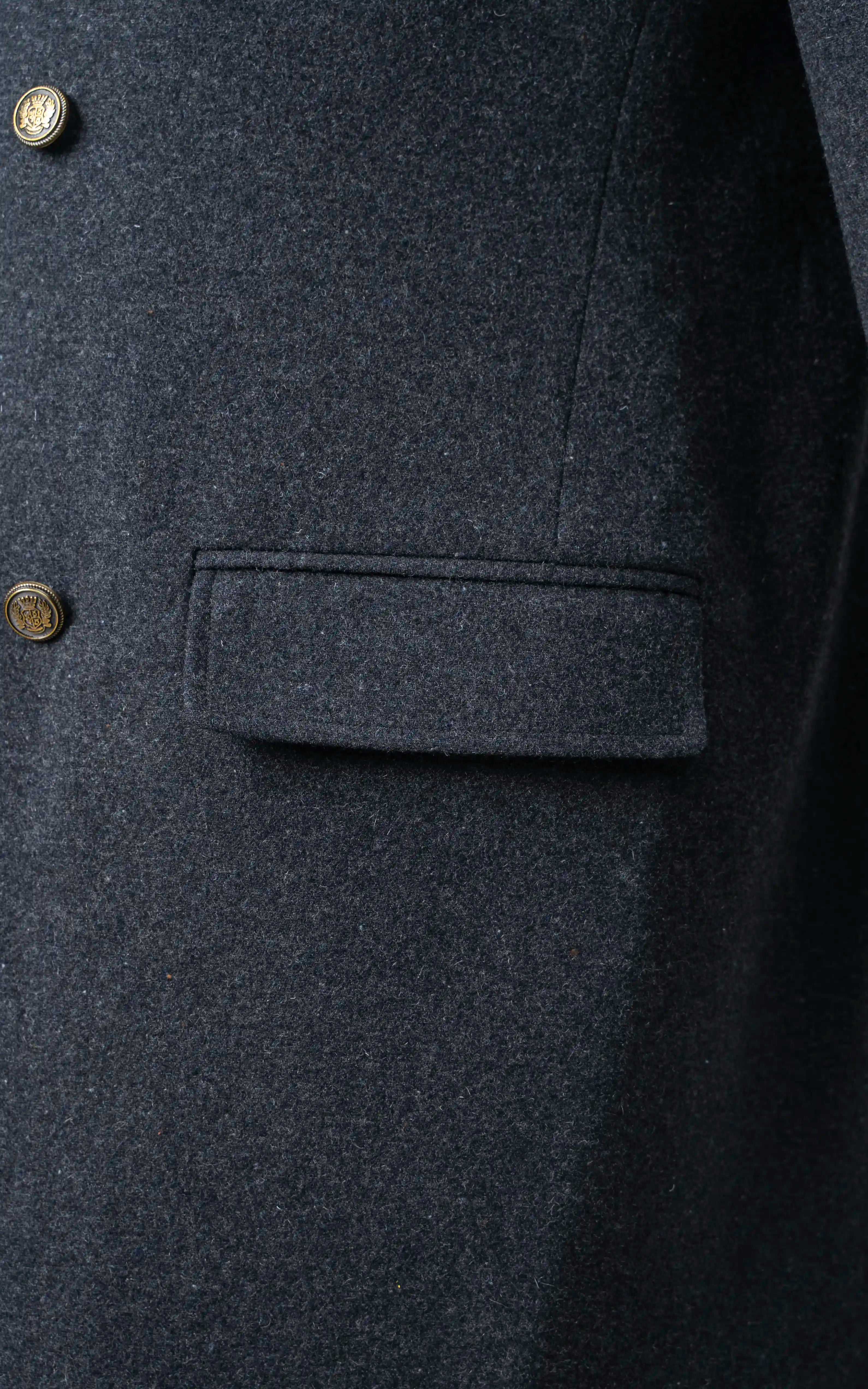 Double-Breasted Long Coat Charcoal