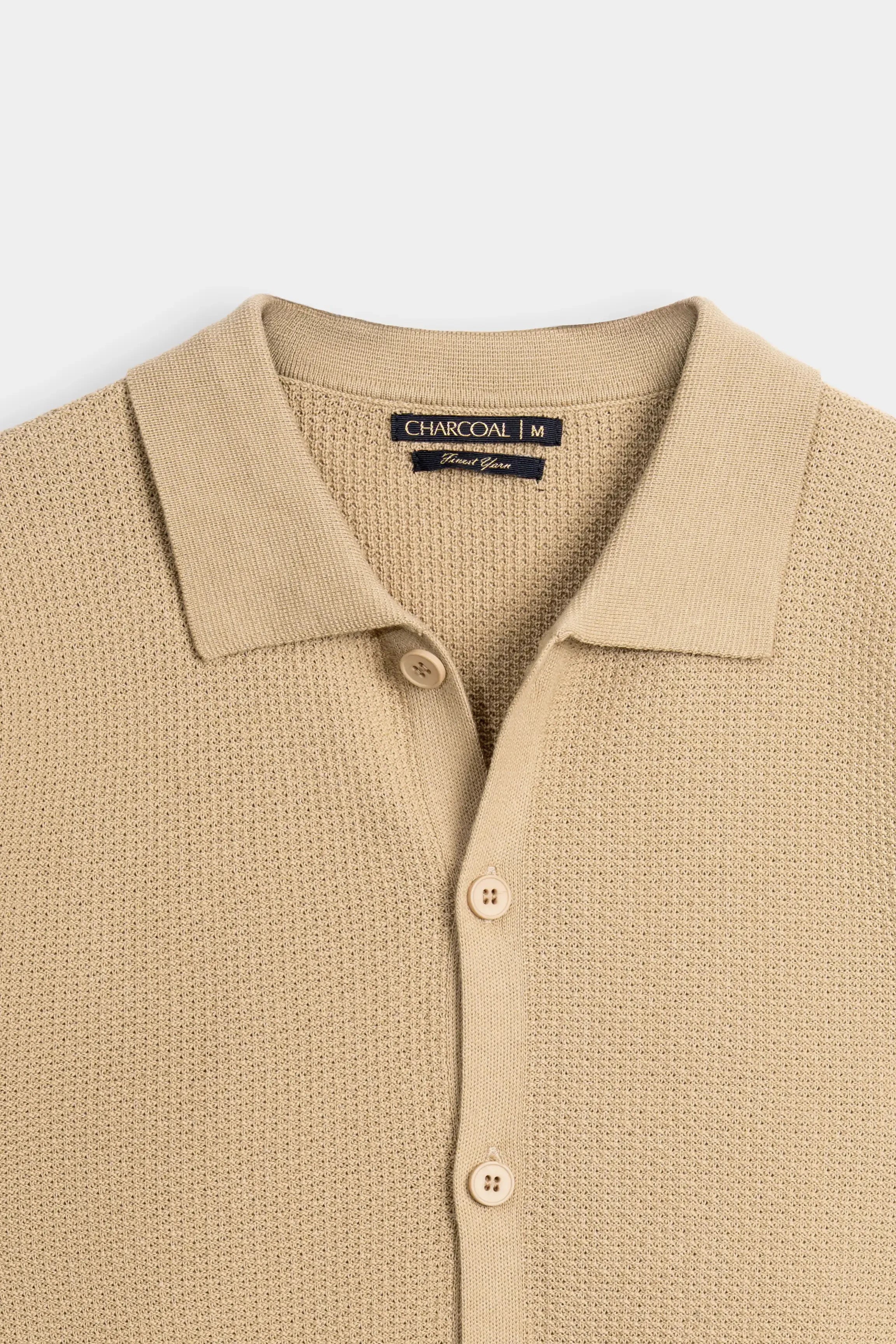 HALF SLEEVE CABLE KNIT CASUAL SHIRT DARK KHAKI