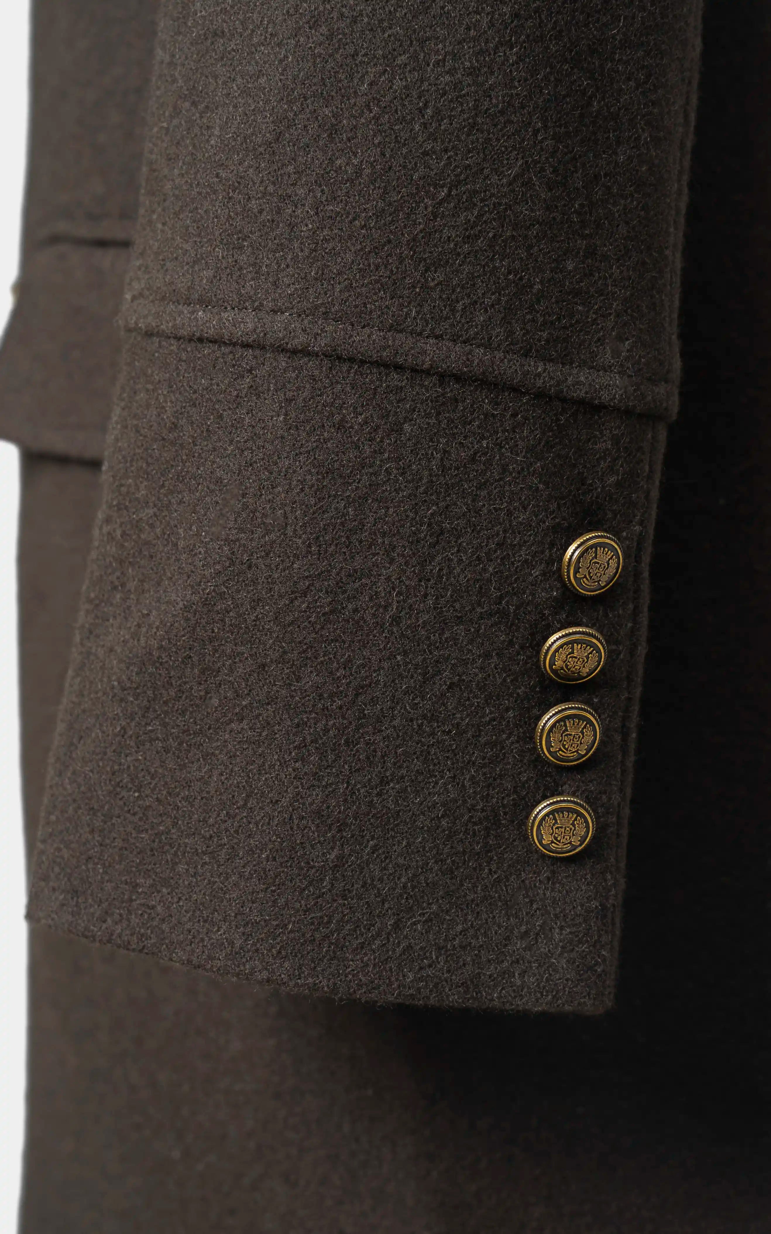 Double-Breasted Long Coat Dark brown