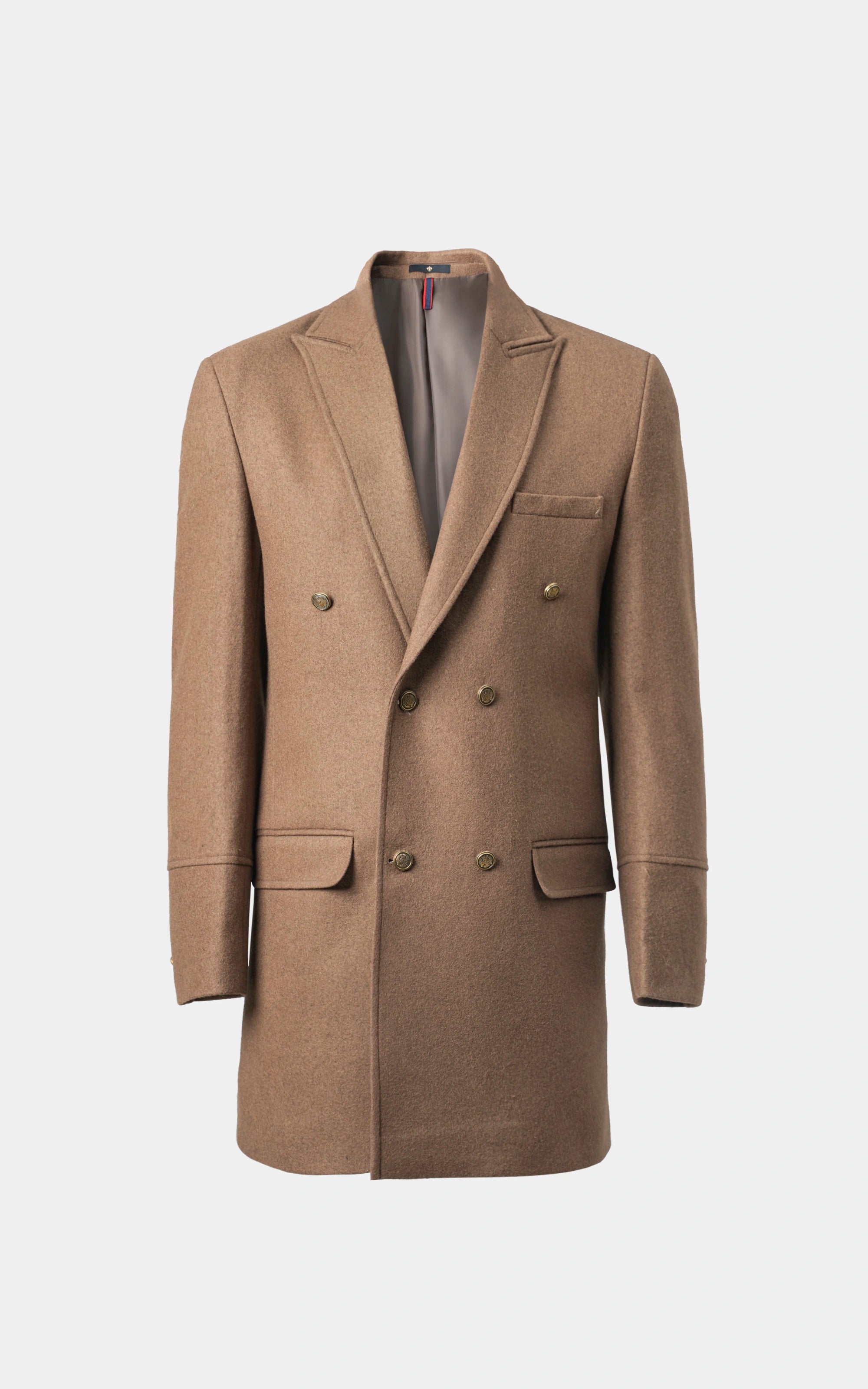 Double-Breasted Long Coat Brown