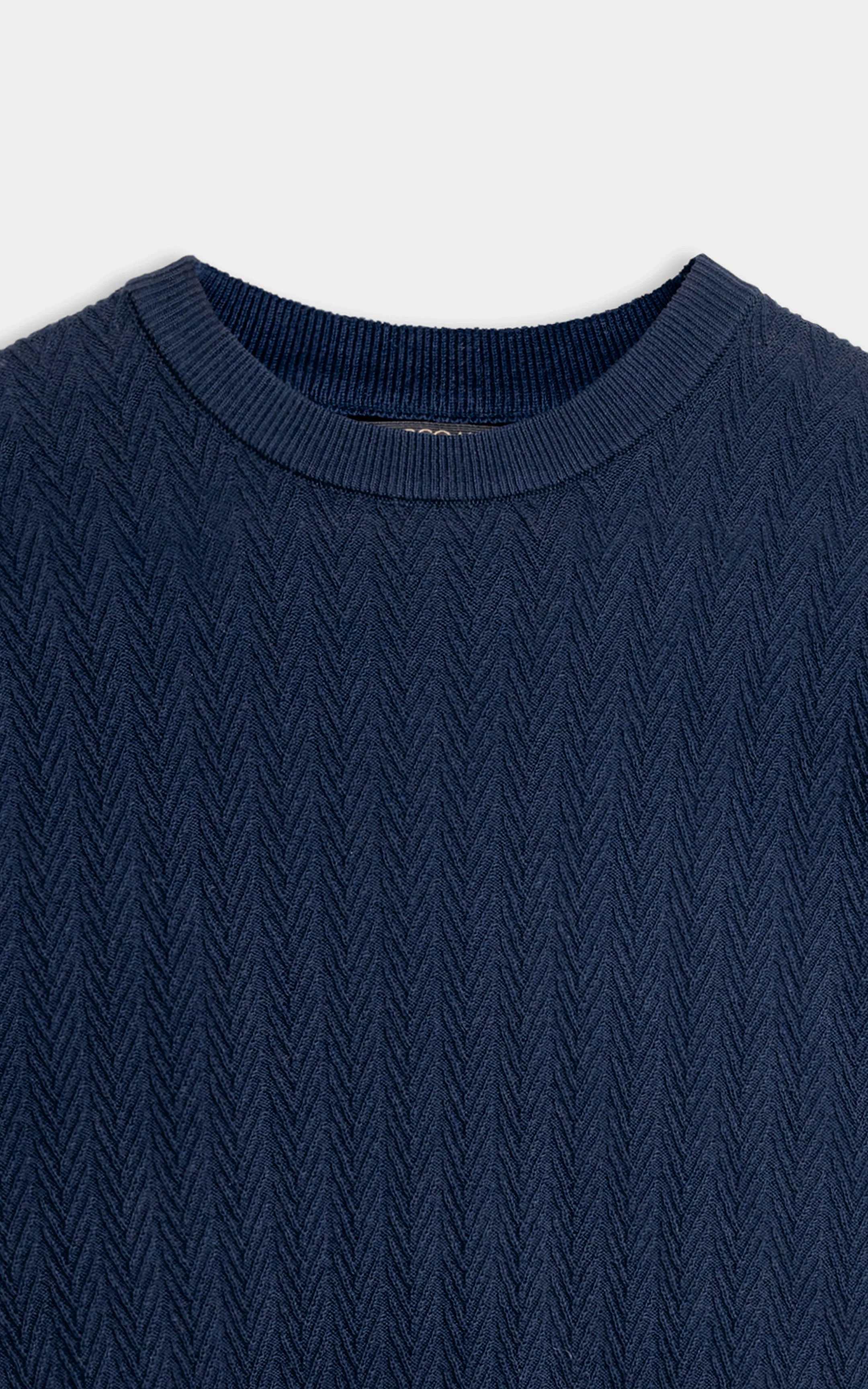 SWEATER KNIT SELF STRIPED CREW NECK T SHIRT NAVY