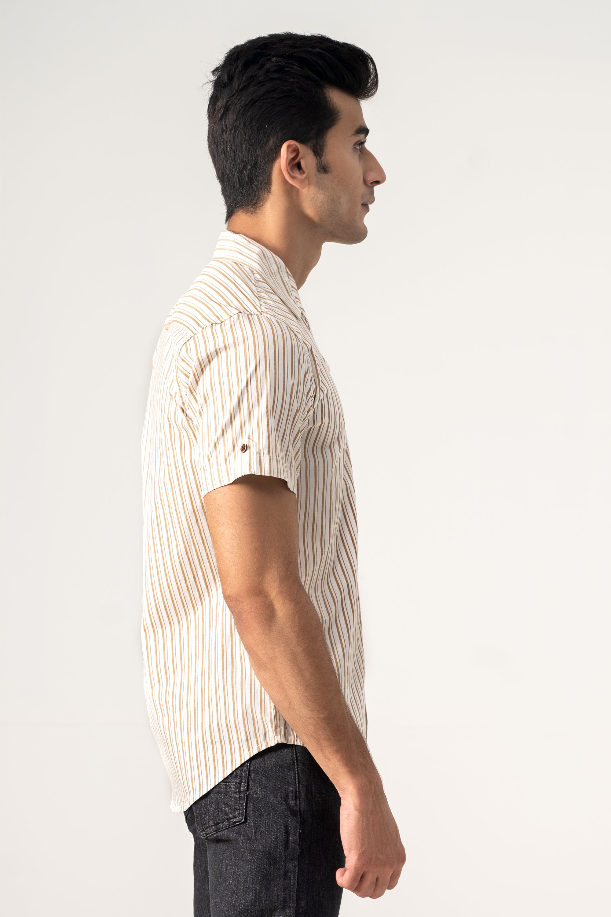 CASUAL SHIRT KHAKI STRIPES