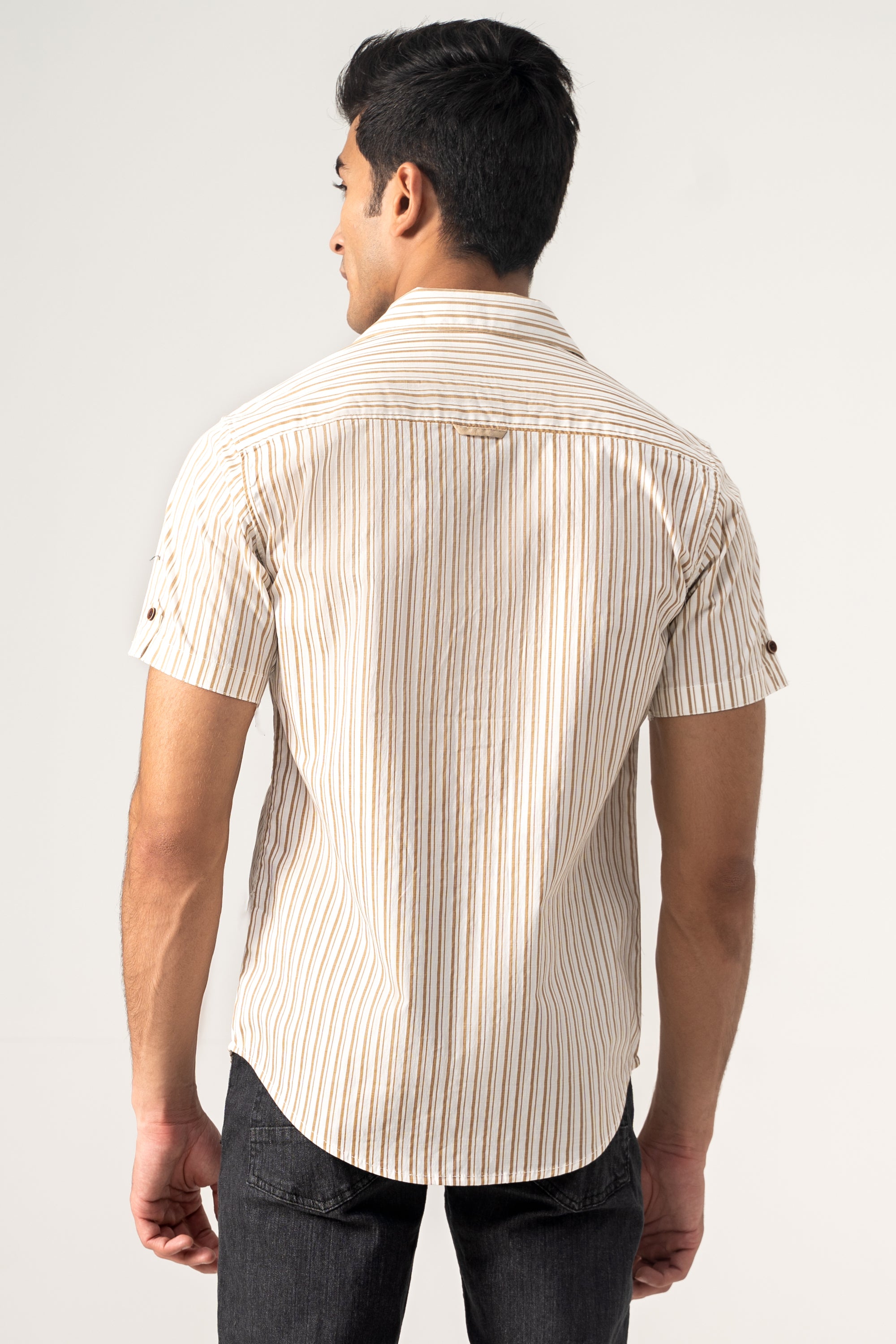 CASUAL SHIRT KHAKI STRIPES