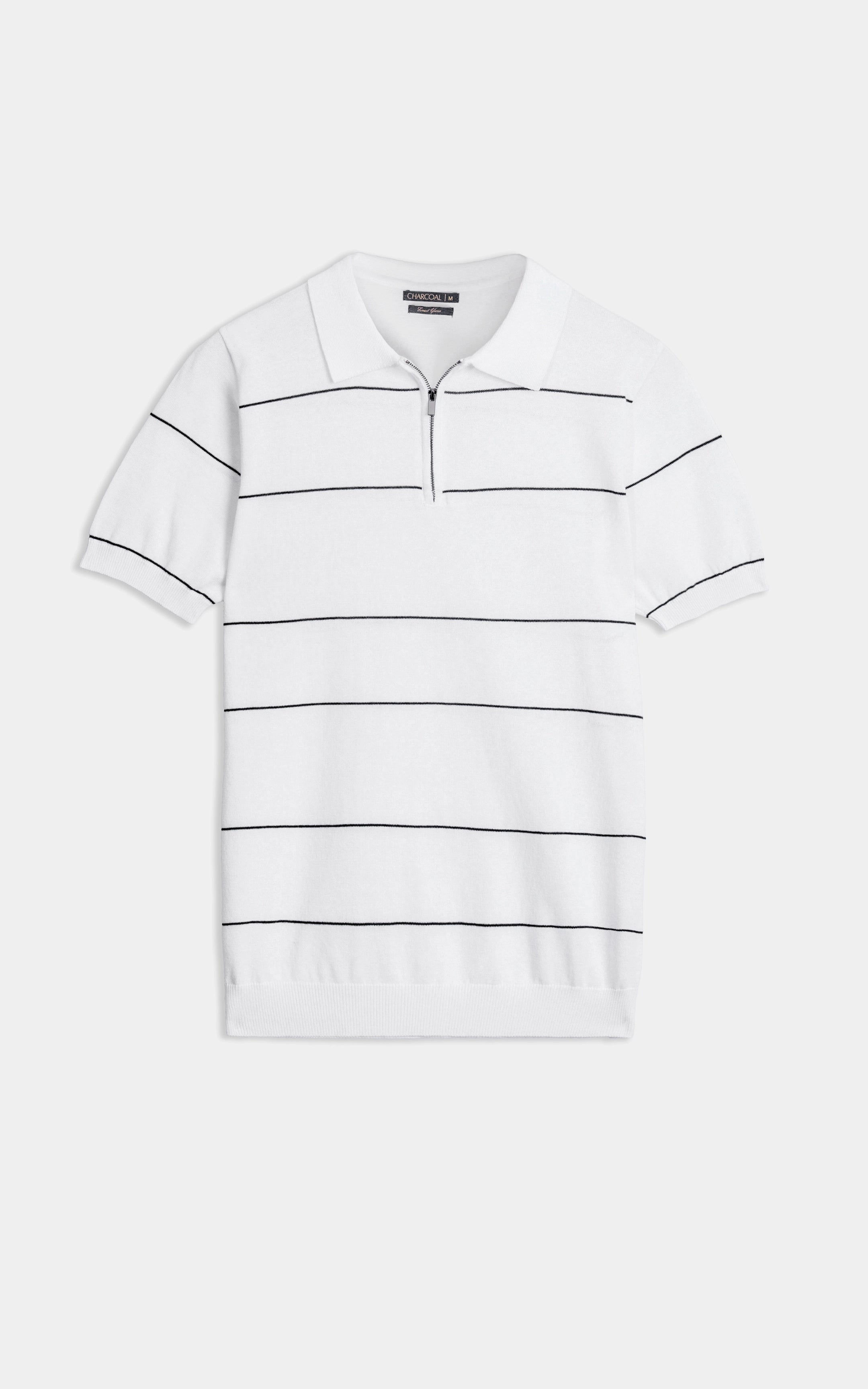 SWEATER KNIT ZIPPER POLO OFF WHITE