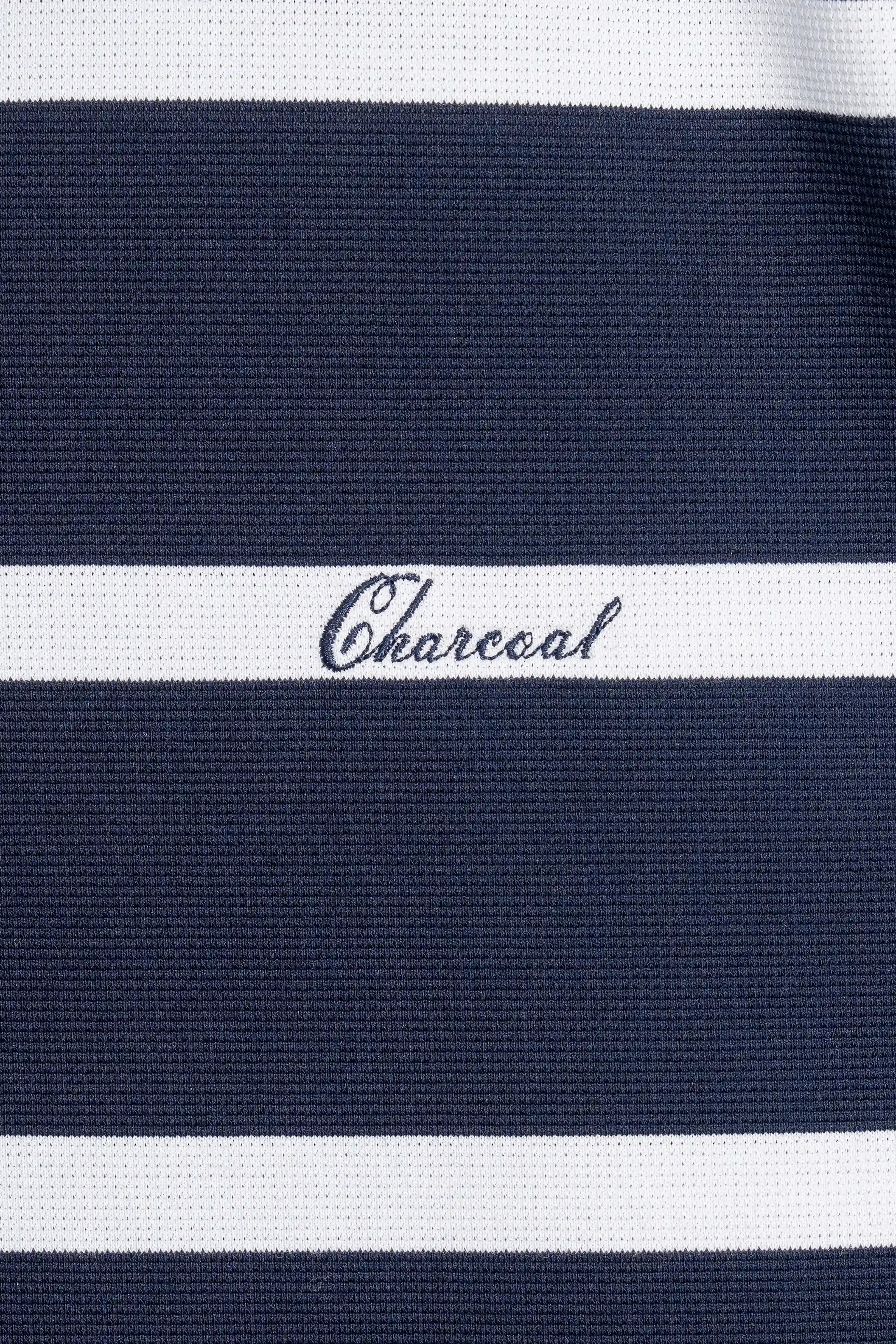 SMART FIT CLASSIC PREMIUM STRIPED POLO SHIRT NAVY