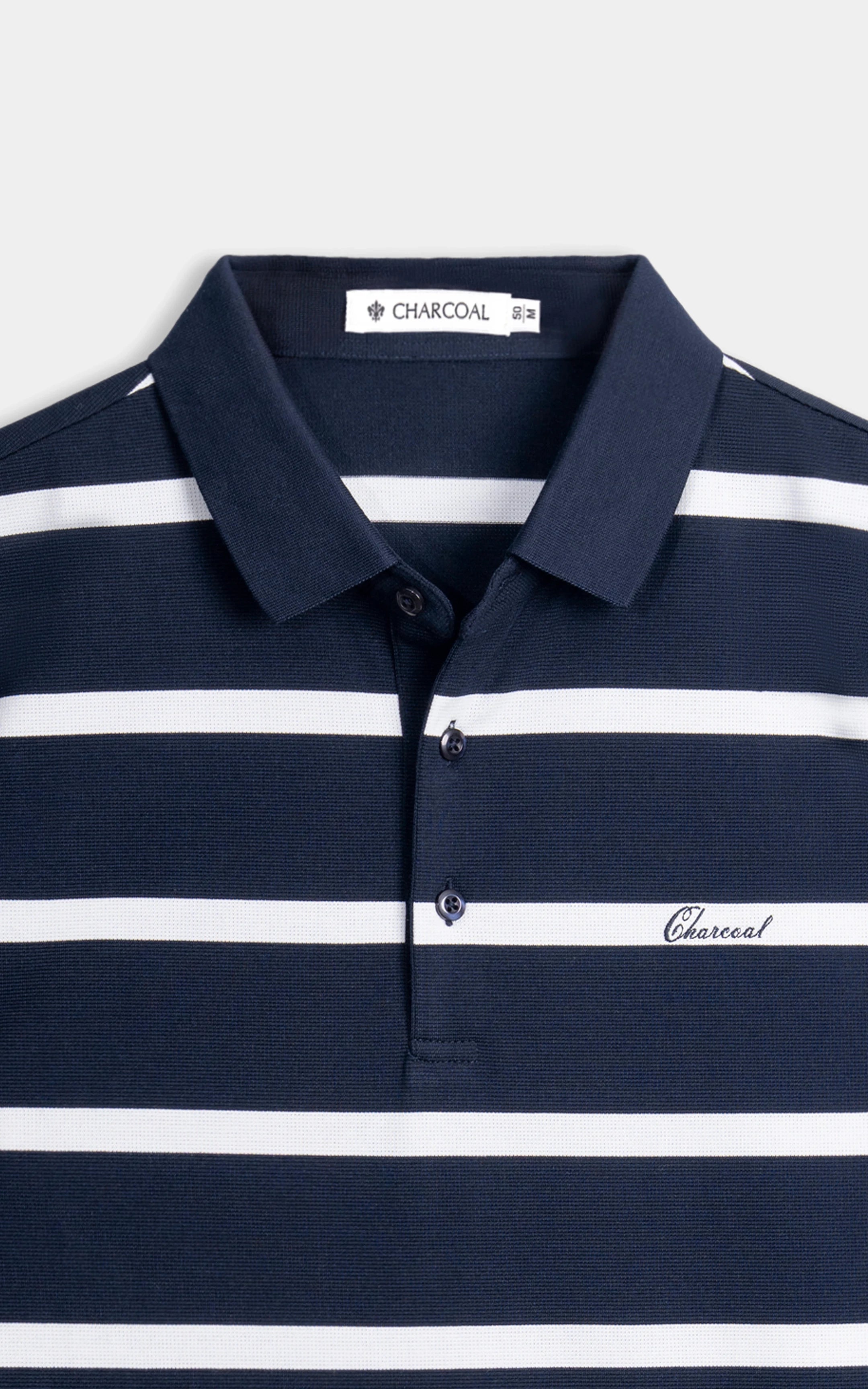 SMART FIT CLASSIC PREMIUM STRIPED POLO SHIRT NAVY