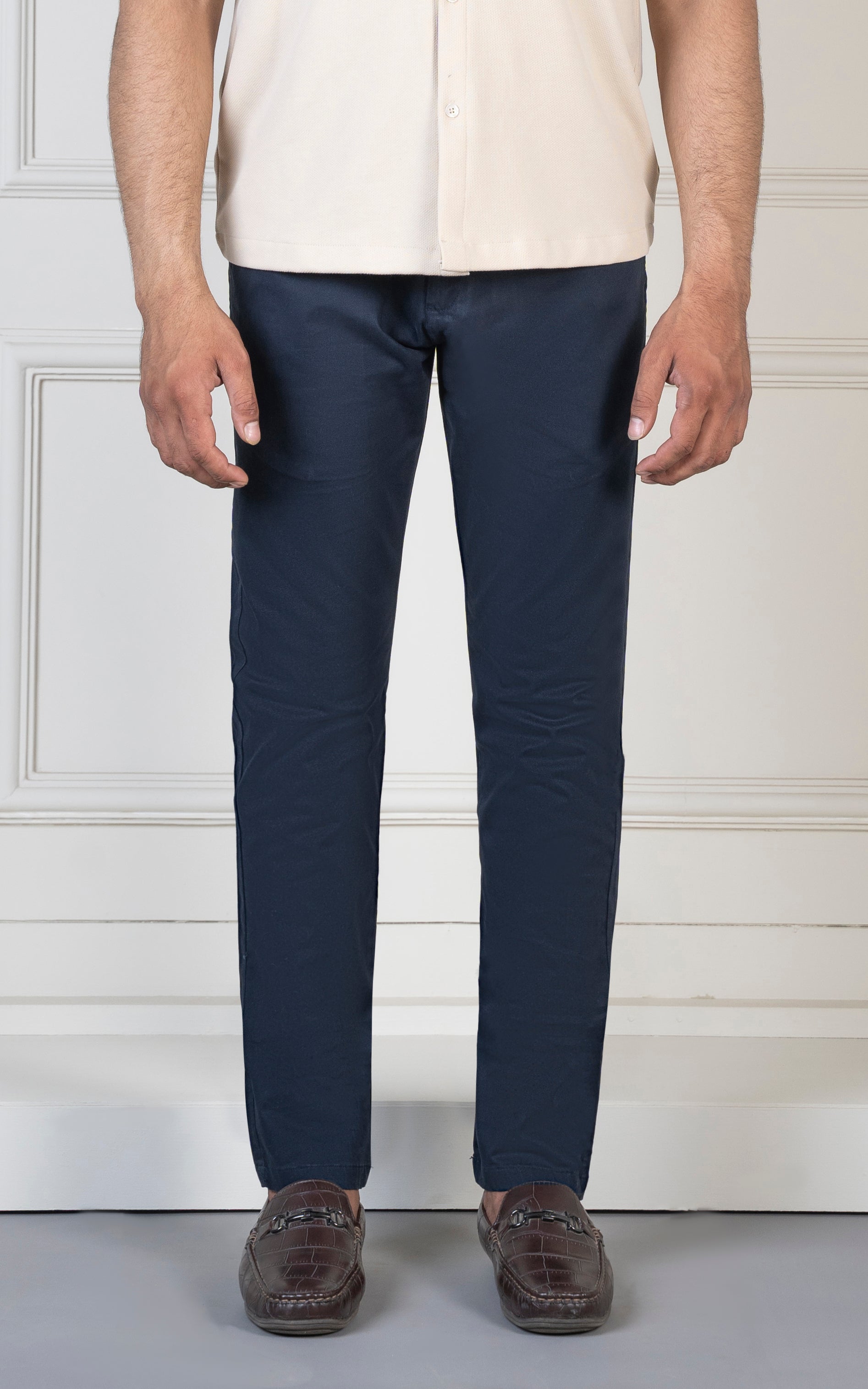 SLIM FIT SATIN PANT NAVY