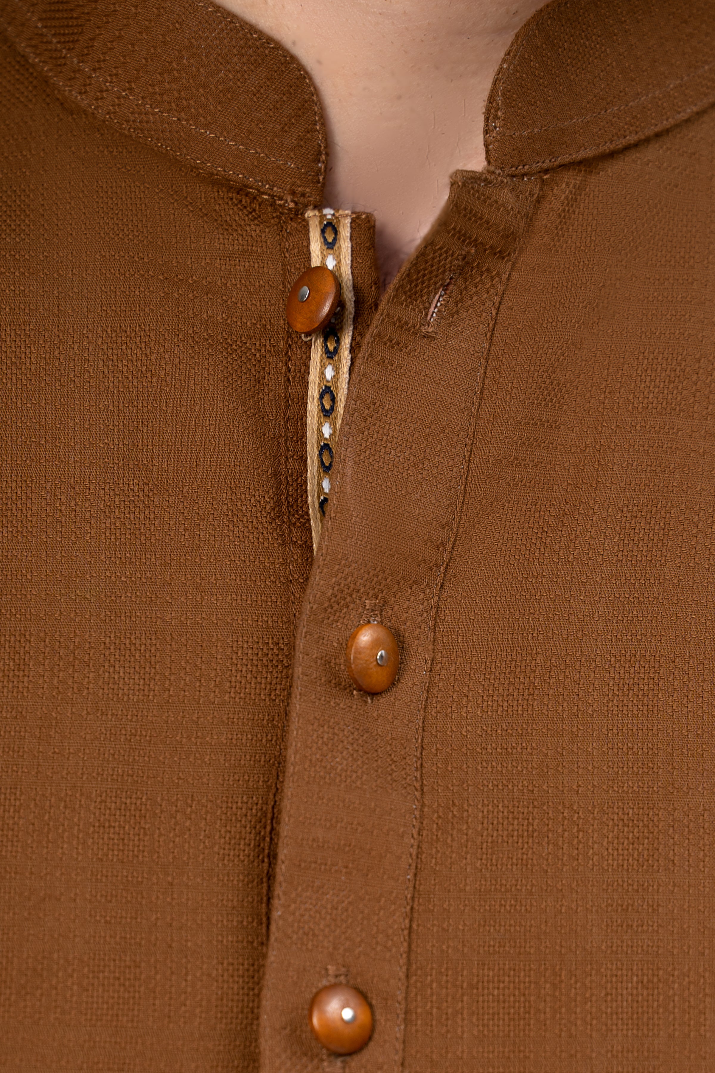 PREMIUM SELF DOBBY KURTA DARK MUSTARD