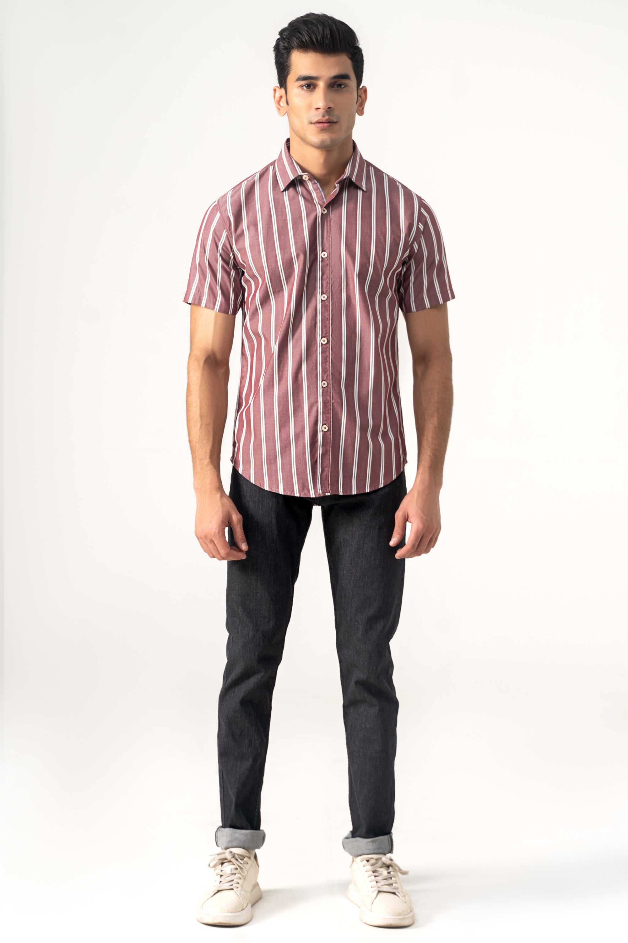 CASUAL SHIRT MAROON STRIPES