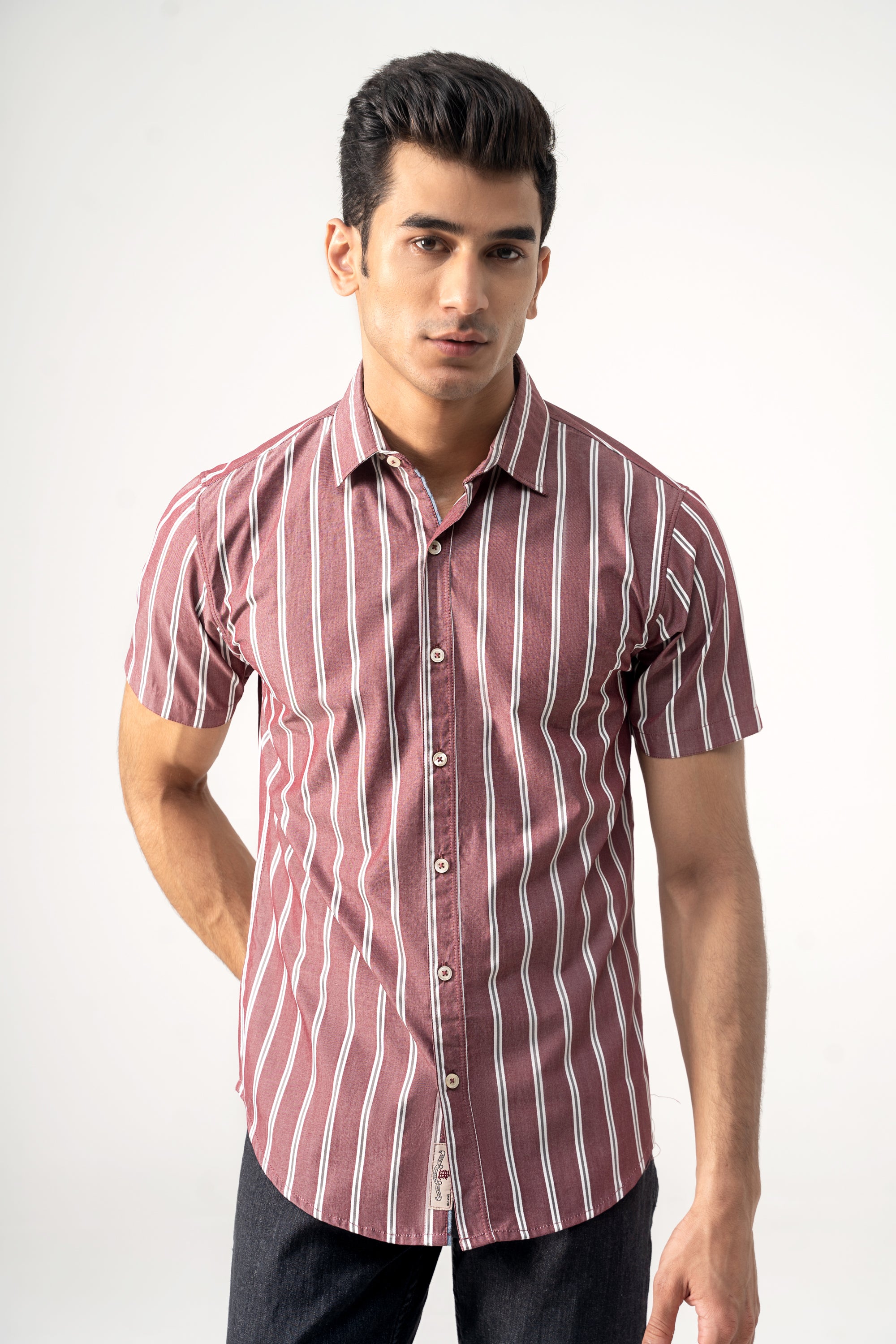 CASUAL SHIRT MAROON STRIPES